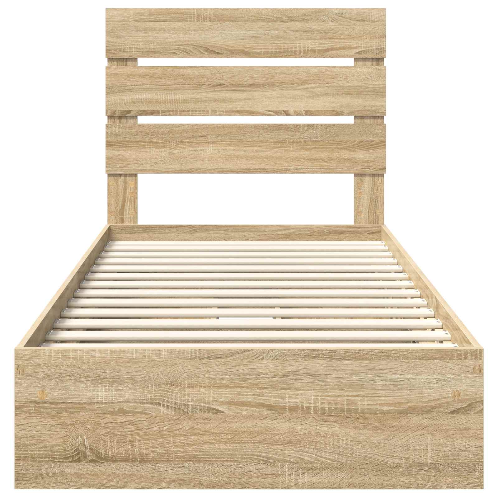 Opslag bed met hoofdeinde Sonoma Eiken 90 x 200 cm Bewerkt hout is nu te koop bij PeponiXL, paradijselijk wonen!