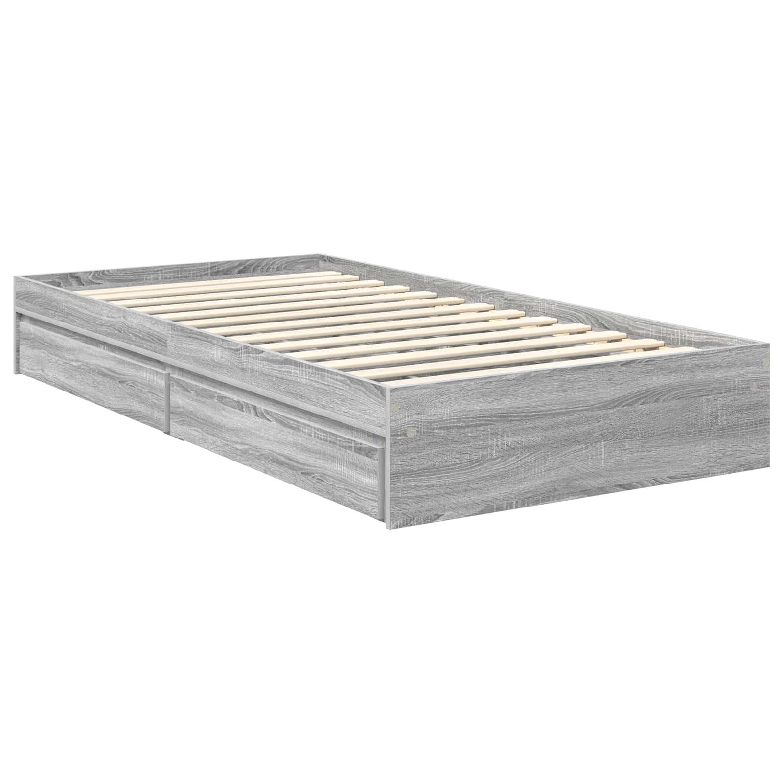 Opslag bed met hoofdeinde Grijs Sonoma 90 x 200 cm Bewerkt hout is nu te koop bij PeponiXL, paradijselijk wonen!