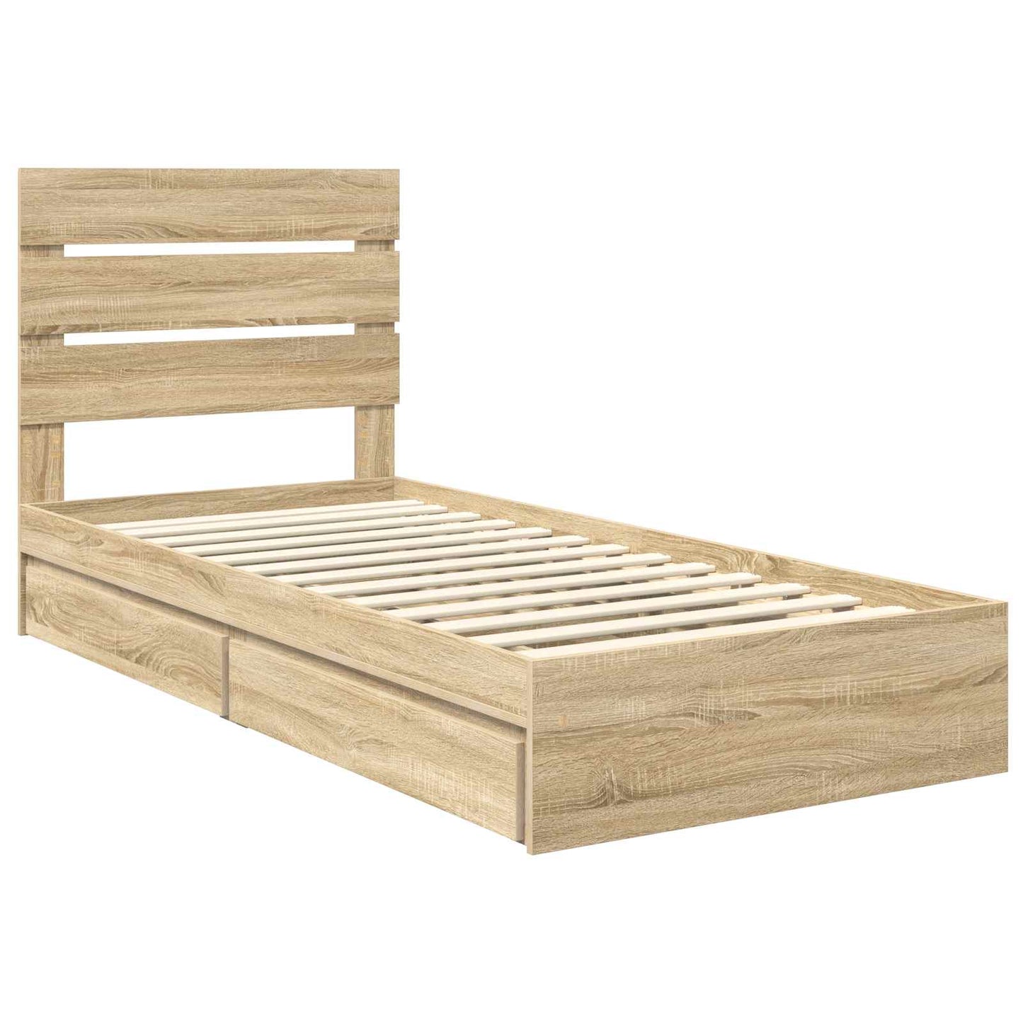 Opslag bed met hoofdeinde Sonoma Eiken 90 x 190 cm Bewerkt hout is nu te koop bij PeponiXL, paradijselijk wonen!