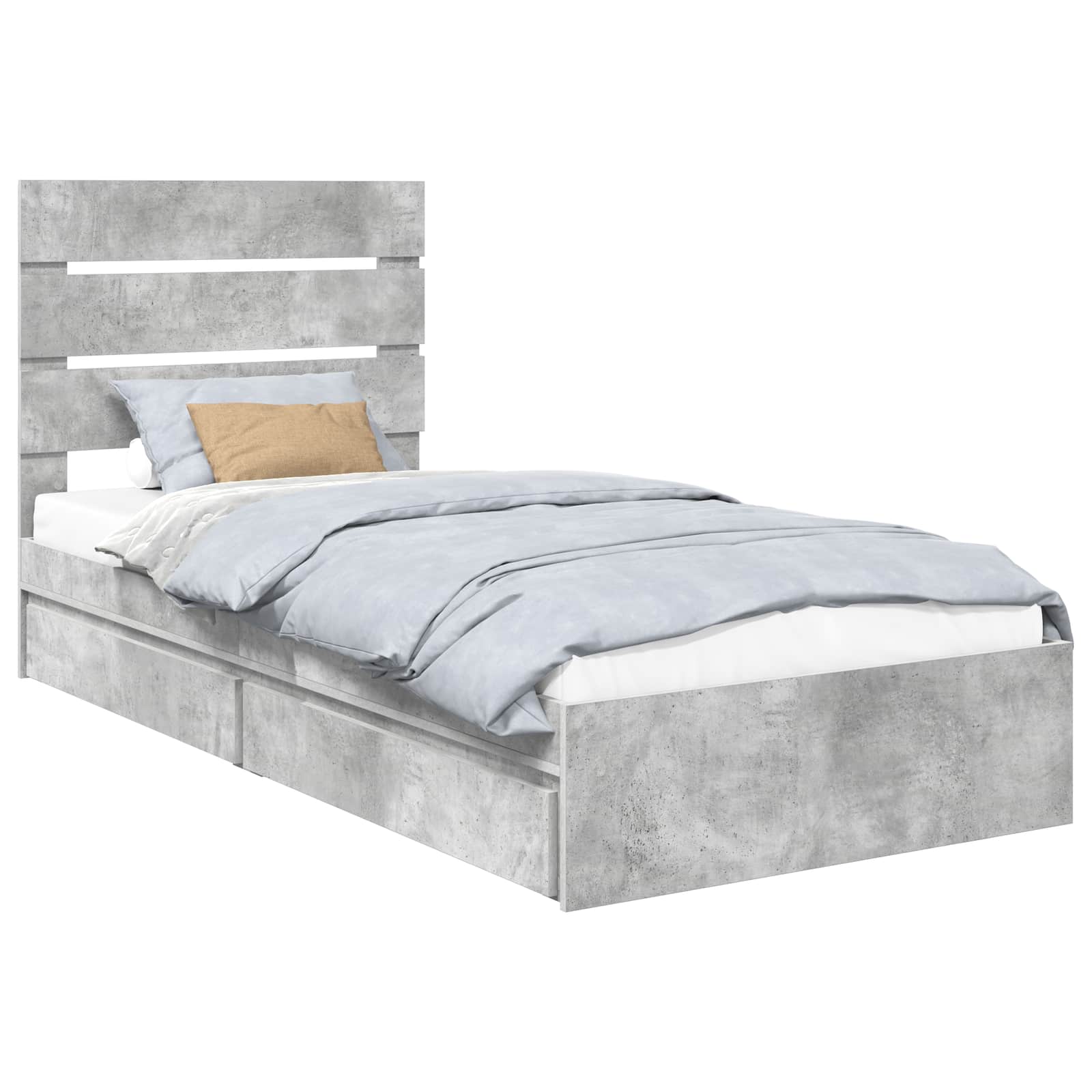 Opslag bed met hoofdeinde Beton Grijs 90 x 190 cm Bewerkt hout is nu te koop bij PeponiXL, paradijselijk wonen!