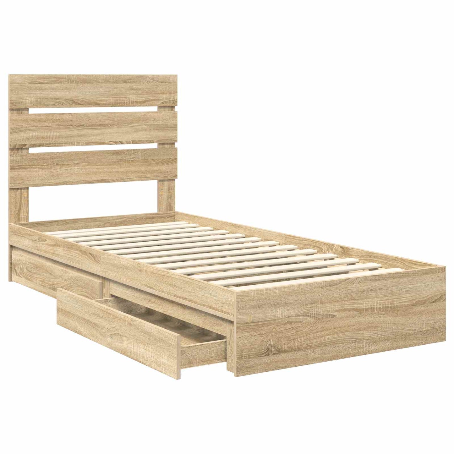 Opslag bed met hoofdeinde Sonoma Eiken 70 x 190 cm Bewerkt hout is nu te koop bij PeponiXL, paradijselijk wonen!