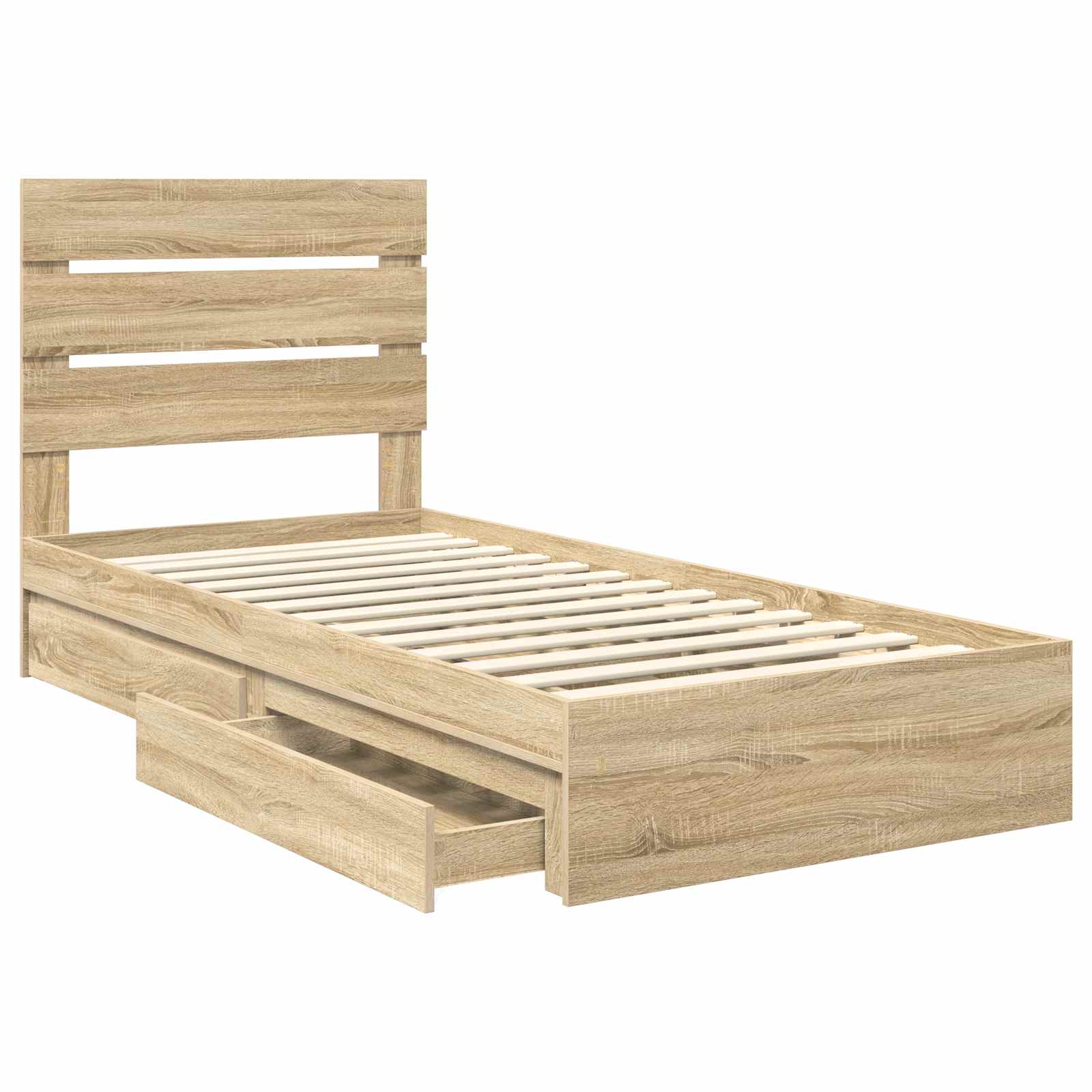 Opslag bed met hoofdeinde Sonoma Eiken 70 x 190 cm Bewerkt hout is nu te koop bij PeponiXL, paradijselijk wonen!