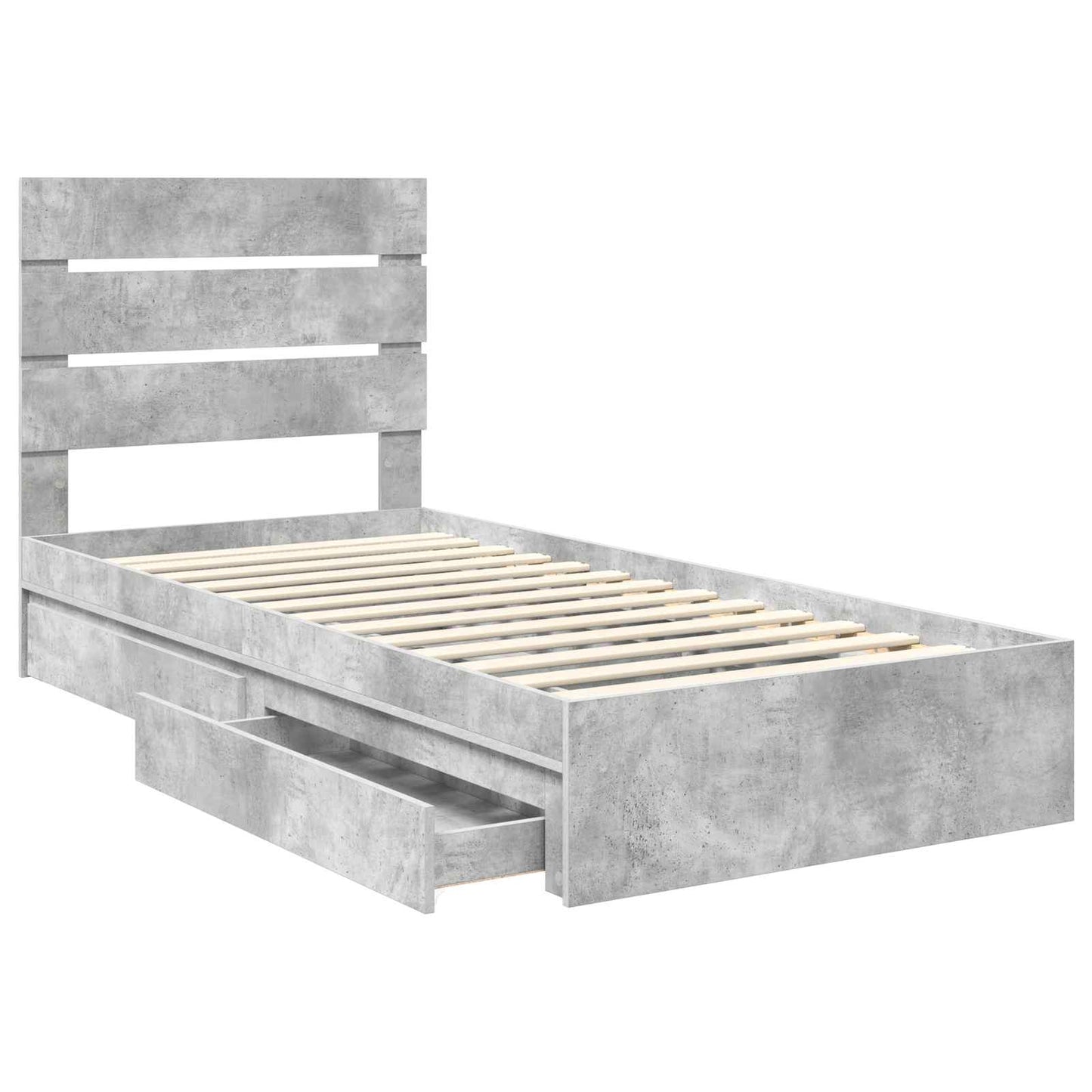 Opslag bed met hoofdeinde Beton Grijs 70 x 190 cm Bewerkt hout is nu te koop bij PeponiXL, paradijselijk wonen!