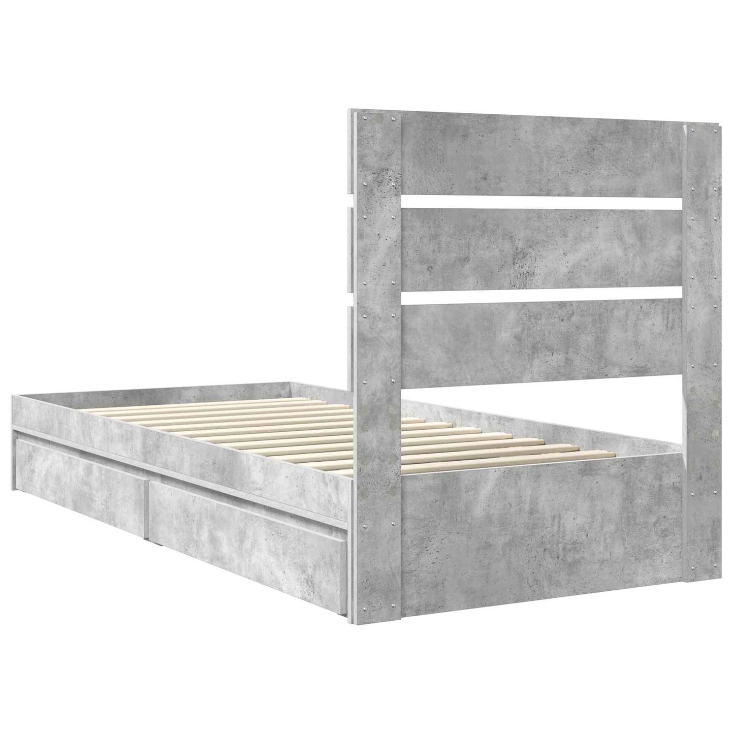 Opslag bed met hoofdeinde Beton Grijs 70 x 190 cm Bewerkt hout is nu te koop bij PeponiXL, paradijselijk wonen!