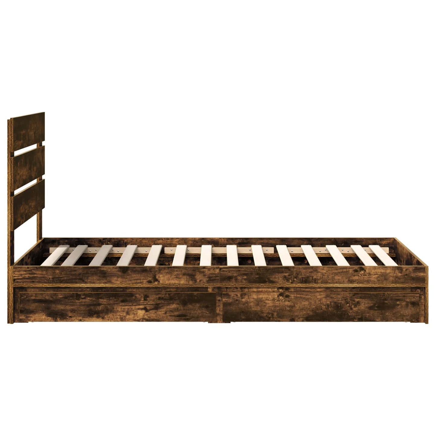 Opslag bed met lade Gerookt eiken 70 x 190 cm Bewerkt hout is nu te koop bij PeponiXL, paradijselijk wonen!