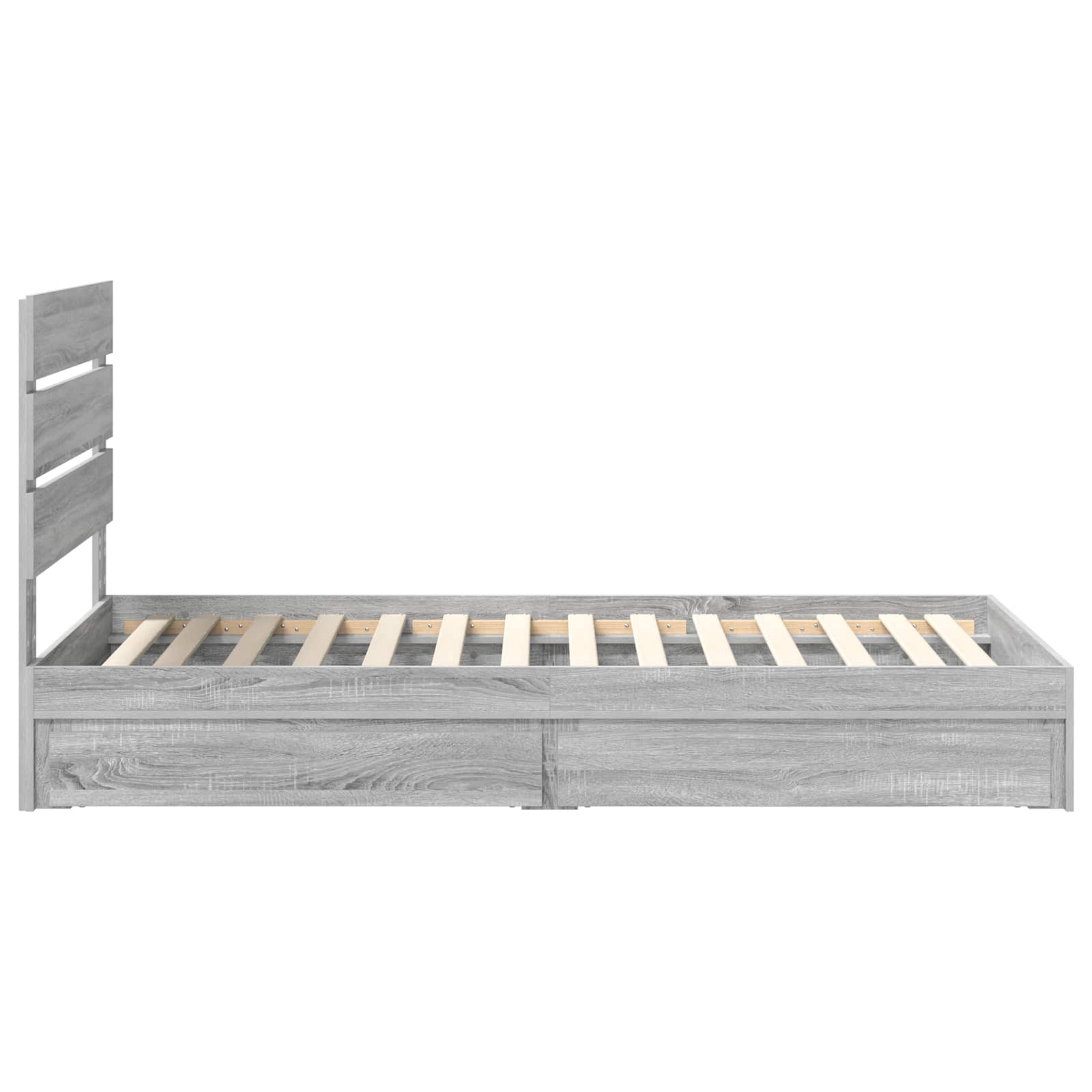 Opslag bed met hoofdeinde Grijs Sonoma 70 x 190 cm Bewerkt hout is nu te koop bij PeponiXL, paradijselijk wonen!
