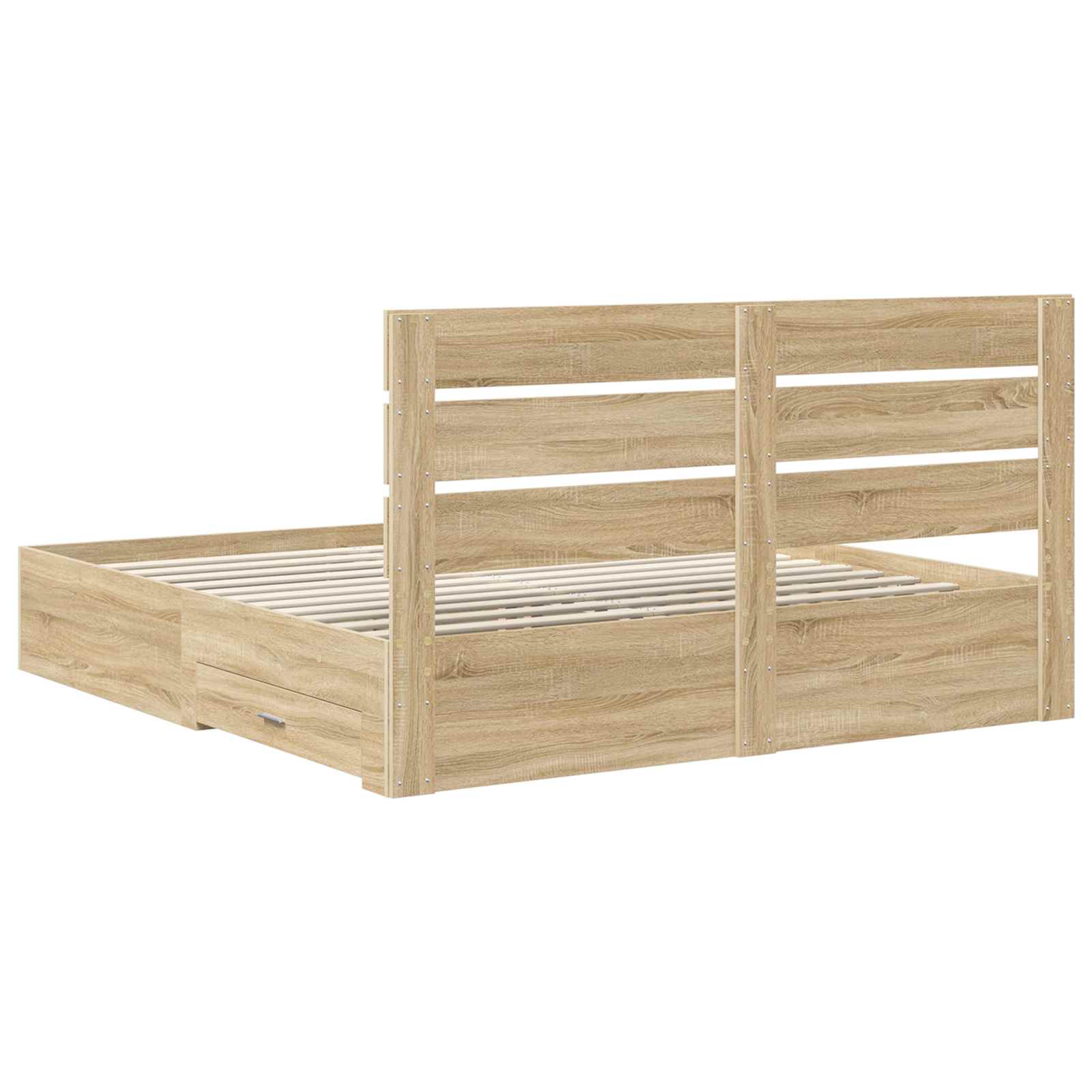 Bedframe met lade Sonoma Eiken 200 x 200 cm Bewerkt hout is nu te koop bij PeponiXL, paradijselijk wonen!