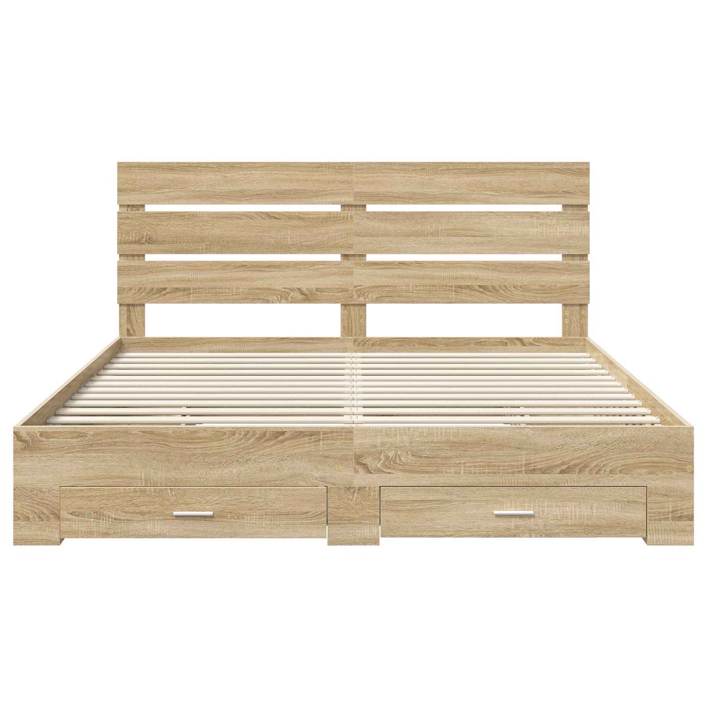 Bedframe met lade Sonoma Eiken 200 x 200 cm Bewerkt hout is nu te koop bij PeponiXL, paradijselijk wonen!