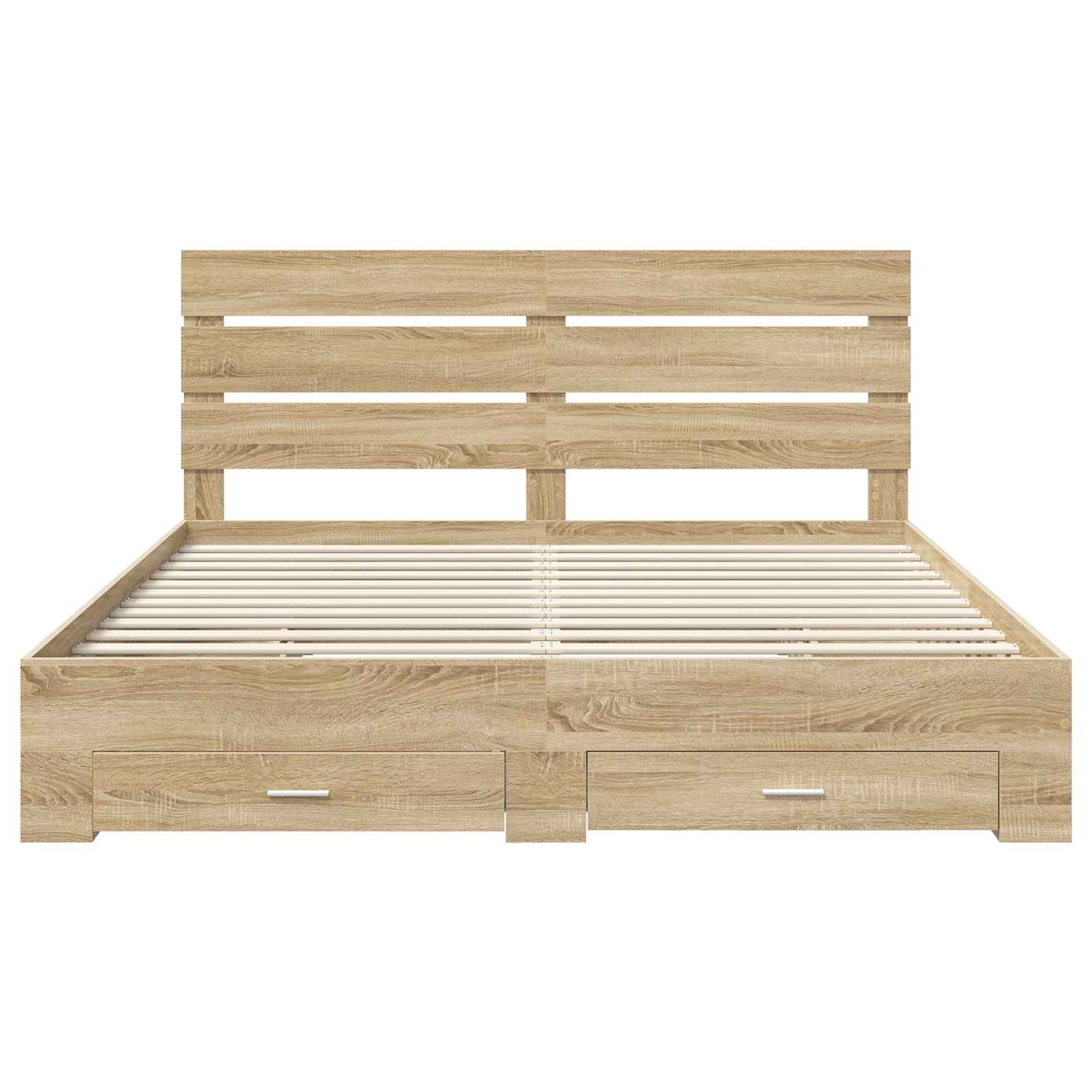 Bedframe met lade Sonoma Eiken 200 x 200 cm Bewerkt hout is nu te koop bij PeponiXL, paradijselijk wonen!