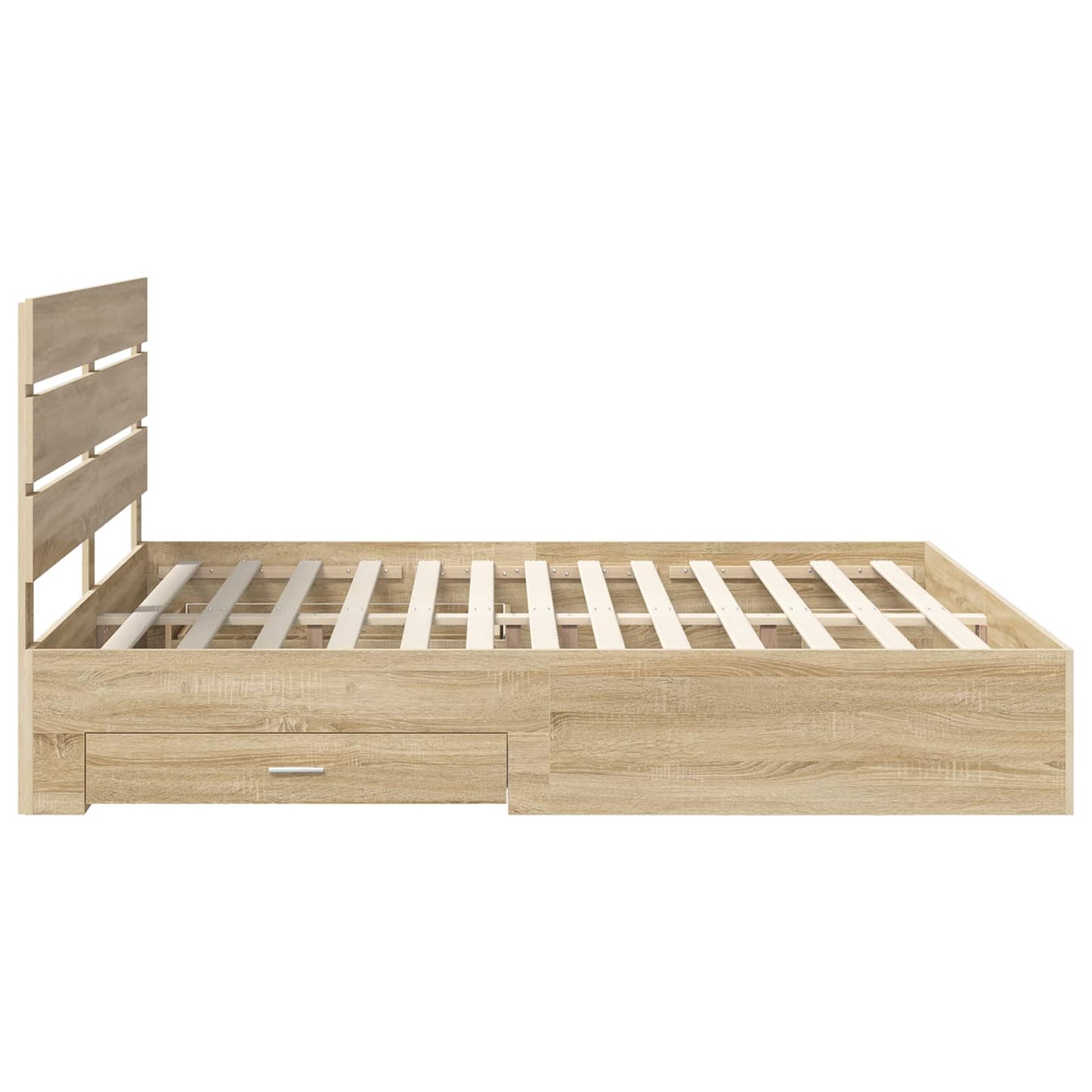 Bedframe met lade Sonoma Eiken 200 x 200 cm Bewerkt hout is nu te koop bij PeponiXL, paradijselijk wonen!
