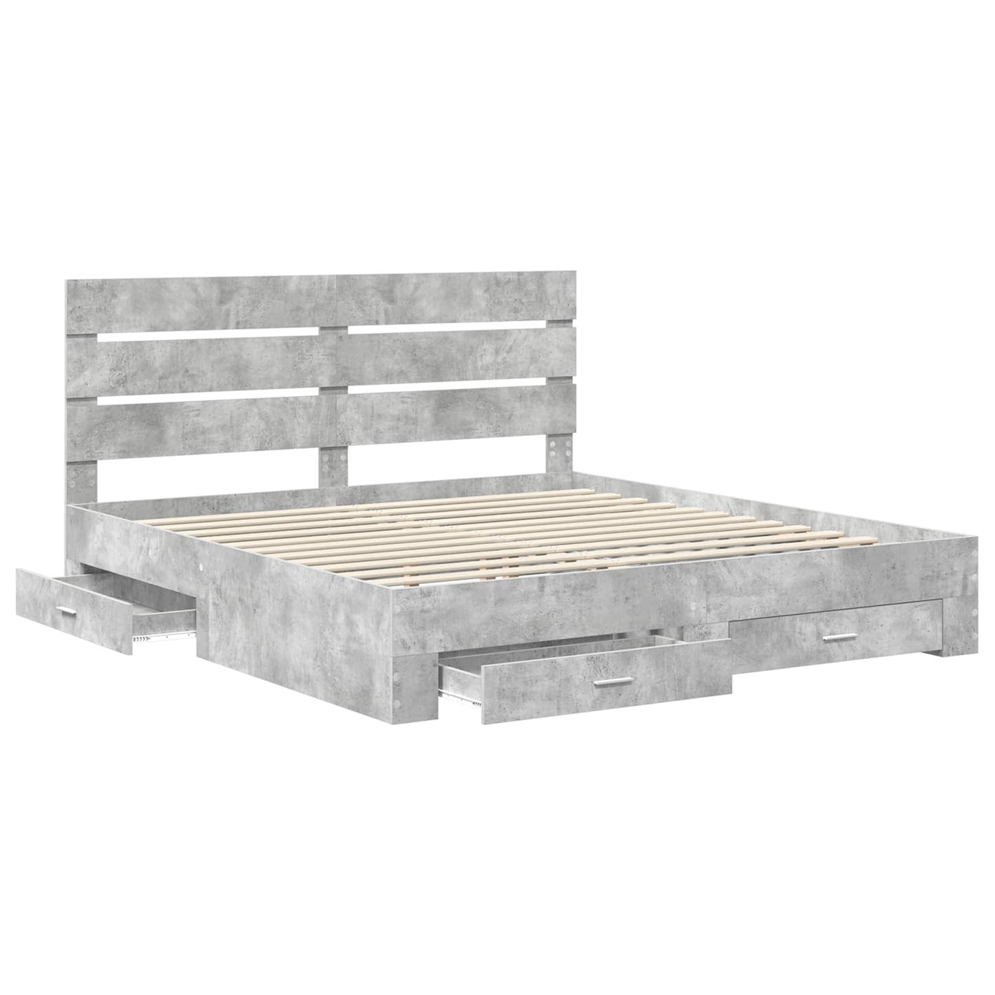 Bedframe met lade Beton Grijs 200 x 200 cm Bewerkt hout is nu te koop bij PeponiXL, paradijselijk wonen!