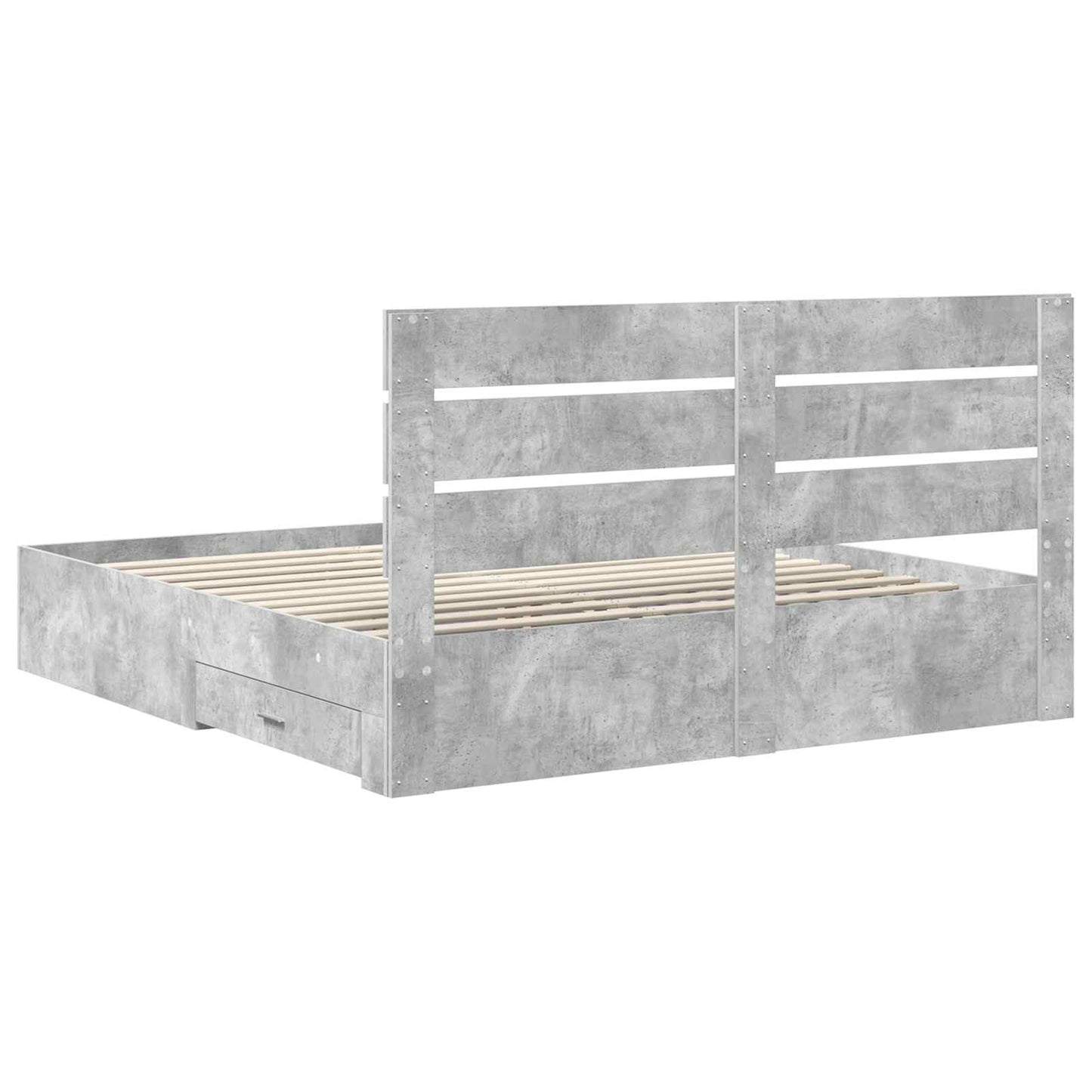 Bedframe met lade Beton Grijs 200 x 200 cm Bewerkt hout is nu te koop bij PeponiXL, paradijselijk wonen!