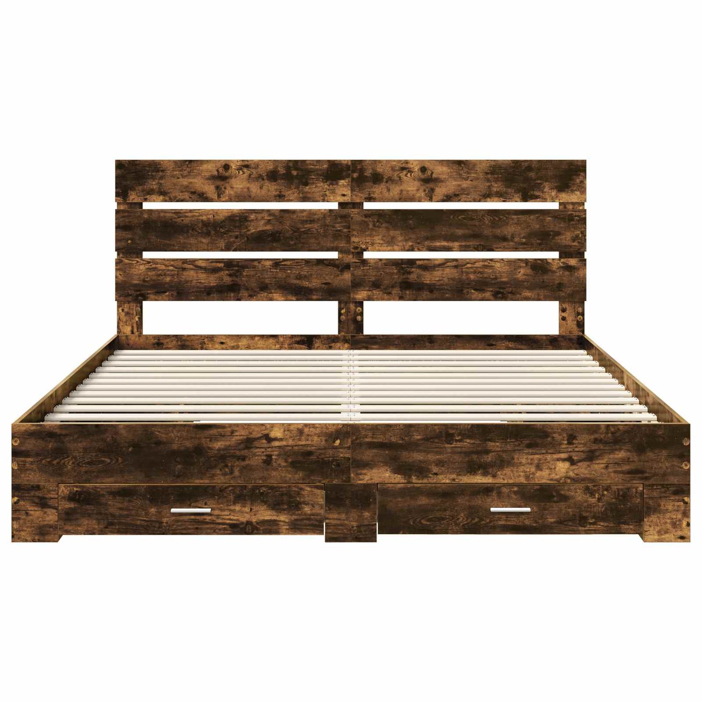 Bedframe met lade Gerookt eiken 200 x 200 cm Bewerkt hout is nu te koop bij PeponiXL, paradijselijk wonen!