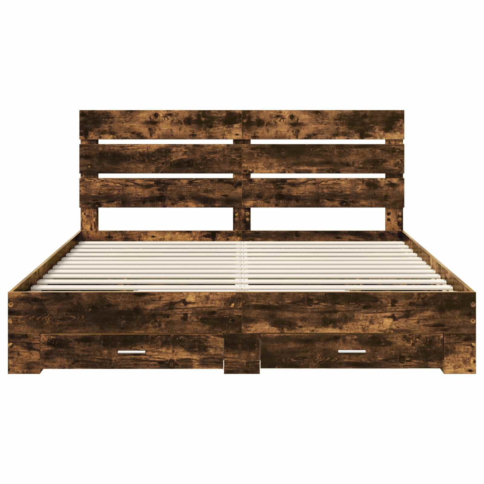 Bedframe met lade Gerookt eiken 200 x 200 cm Bewerkt hout is nu te koop bij PeponiXL, paradijselijk wonen!