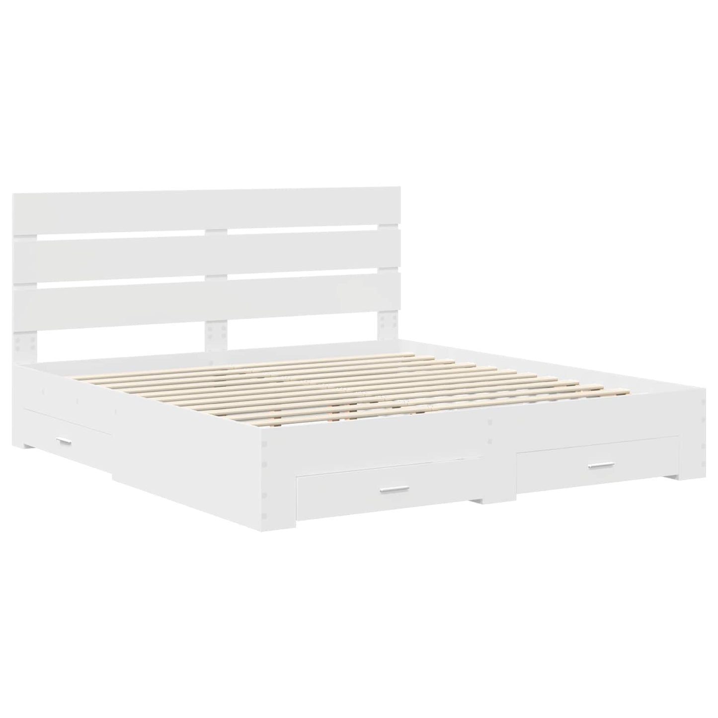 Bedframe met lade met hoofdeinde Wit 180 x 200 cm Bewerkt hout is nu te koop bij PeponiXL, paradijselijk wonen!