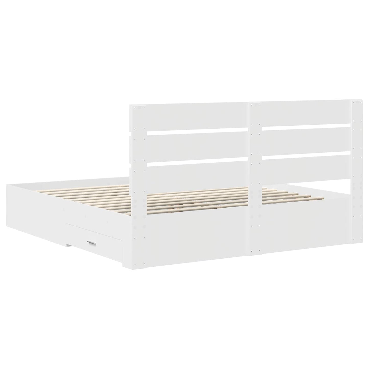 Bedframe met lade met hoofdeinde Wit 180 x 200 cm Bewerkt hout is nu te koop bij PeponiXL, paradijselijk wonen!
