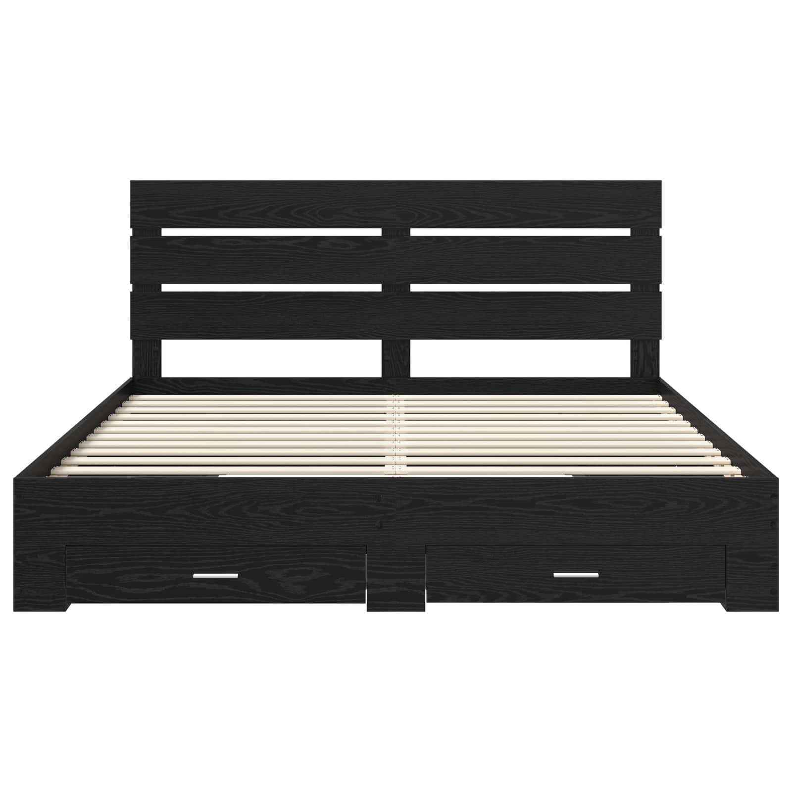 Bedframe met lade Zwart Eiken 180 x 200 cm Bewerkt hout is nu te koop bij PeponiXL, paradijselijk wonen!