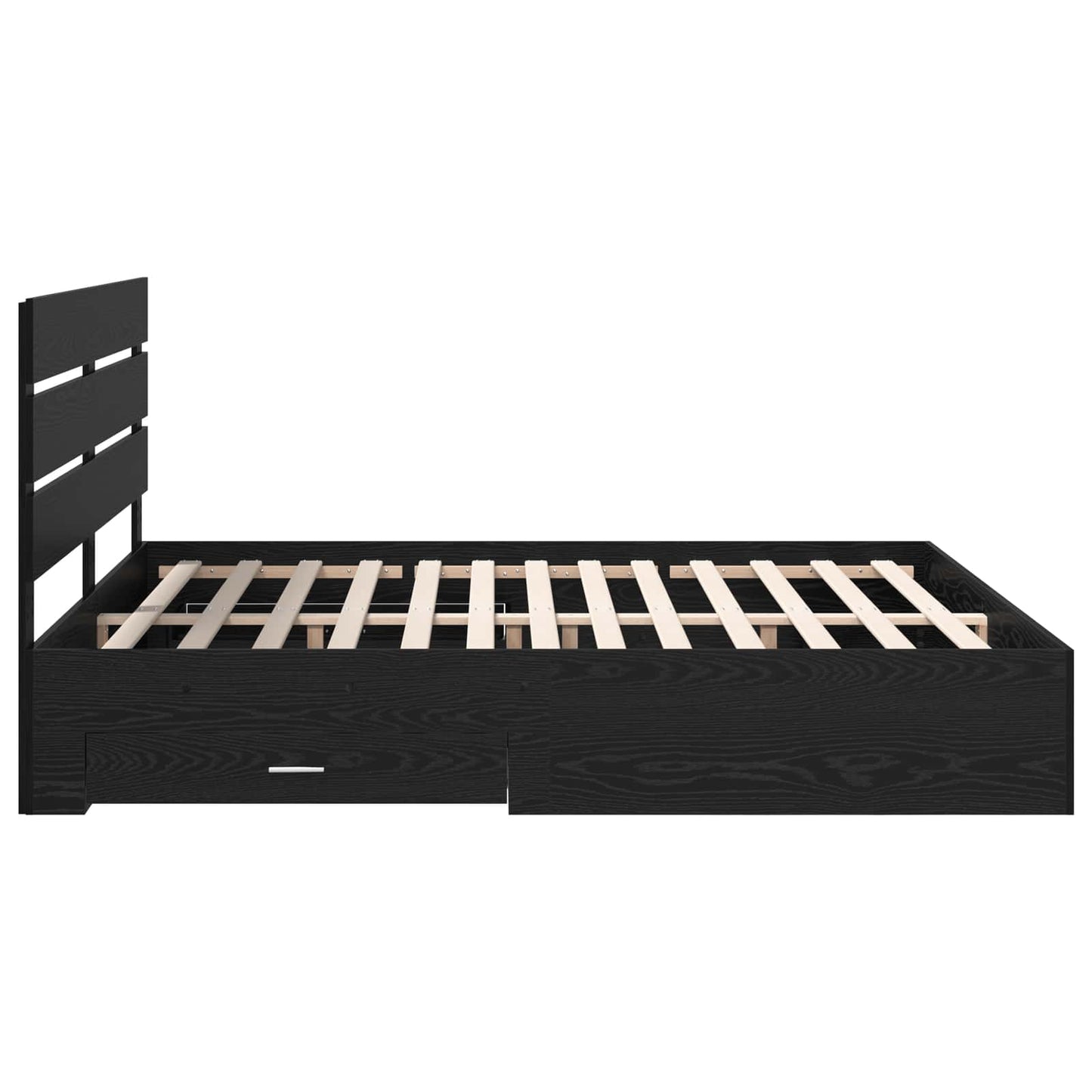 Bedframe met lade Zwart Eiken 180 x 200 cm Bewerkt hout is nu te koop bij PeponiXL, paradijselijk wonen!