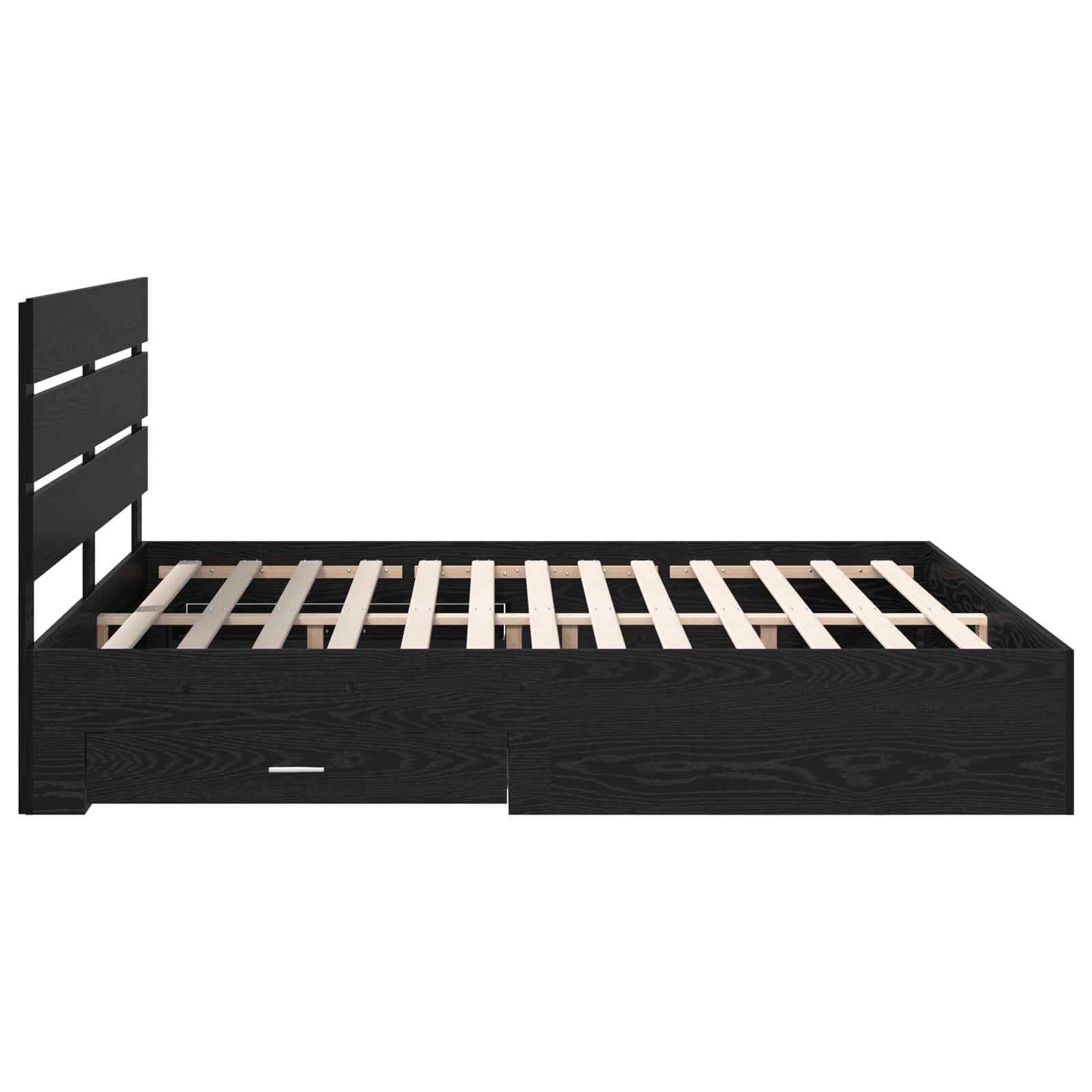 Bedframe met lade Zwart Eiken 180 x 200 cm Bewerkt hout is nu te koop bij PeponiXL, paradijselijk wonen!