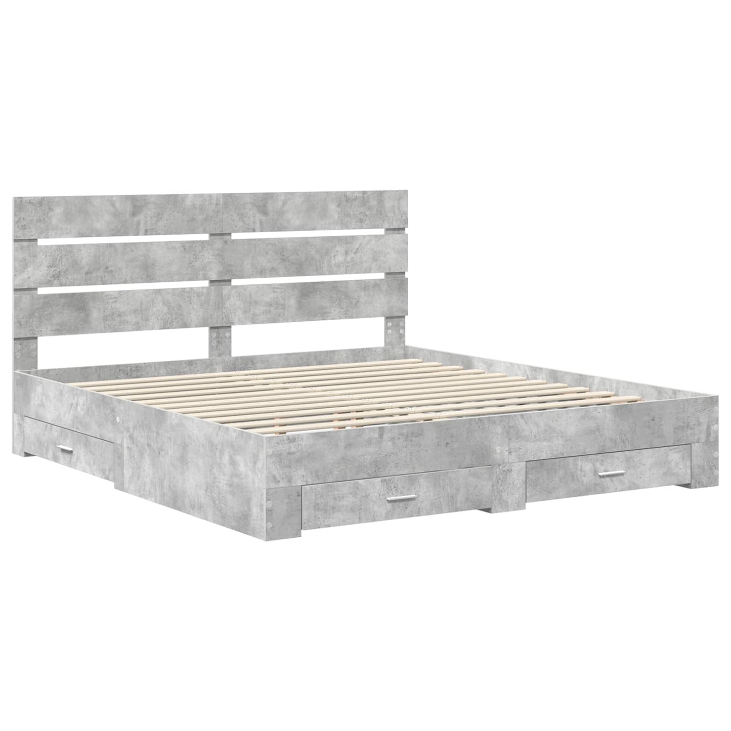 Bedframe met lade Beton Grijs 180 x 200 cm Bewerkt hout is nu te koop bij PeponiXL, paradijselijk wonen!