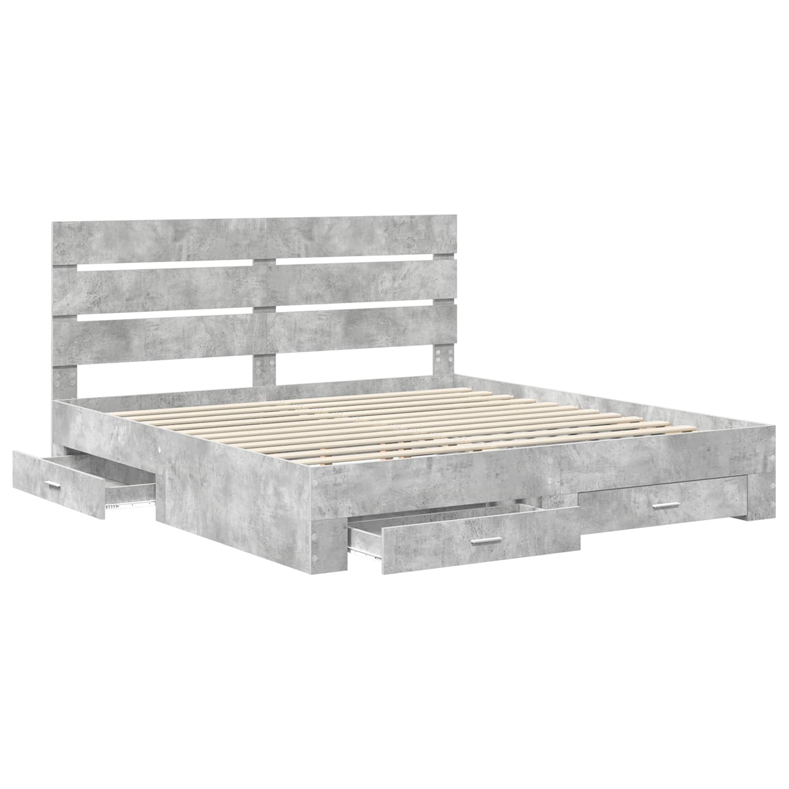 Bedframe met lade Beton Grijs 180 x 200 cm Bewerkt hout is nu te koop bij PeponiXL, paradijselijk wonen!