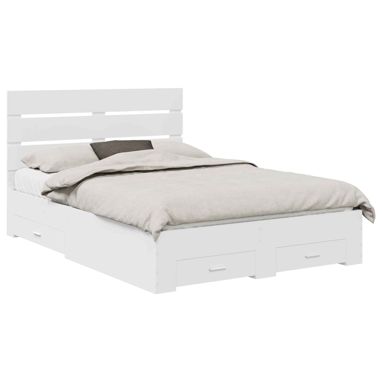 Bedframe met lade met hoofdeinde Wit 160 x 200 cm Bewerkt hout is nu te koop bij PeponiXL, paradijselijk wonen!