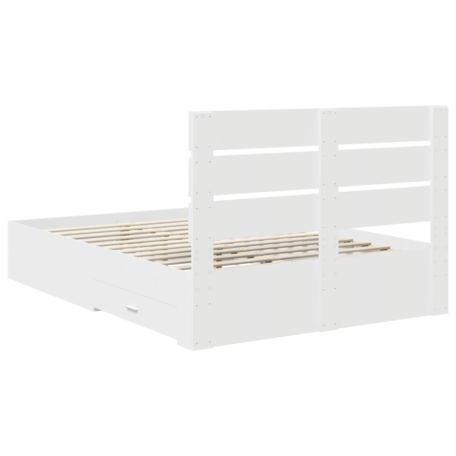 Bedframe met lade met hoofdeinde Wit 160 x 200 cm Bewerkt hout is nu te koop bij PeponiXL, paradijselijk wonen!