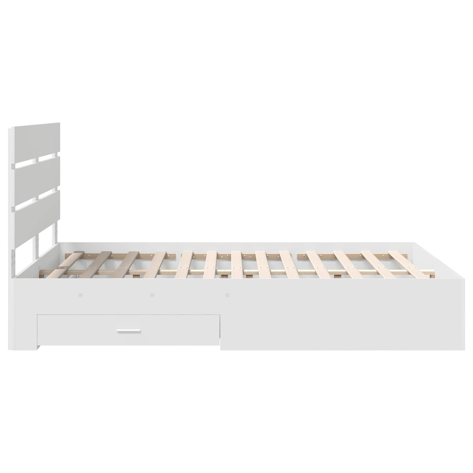 Bedframe met lade met hoofdeinde Wit 160 x 200 cm Bewerkt hout is nu te koop bij PeponiXL, paradijselijk wonen!