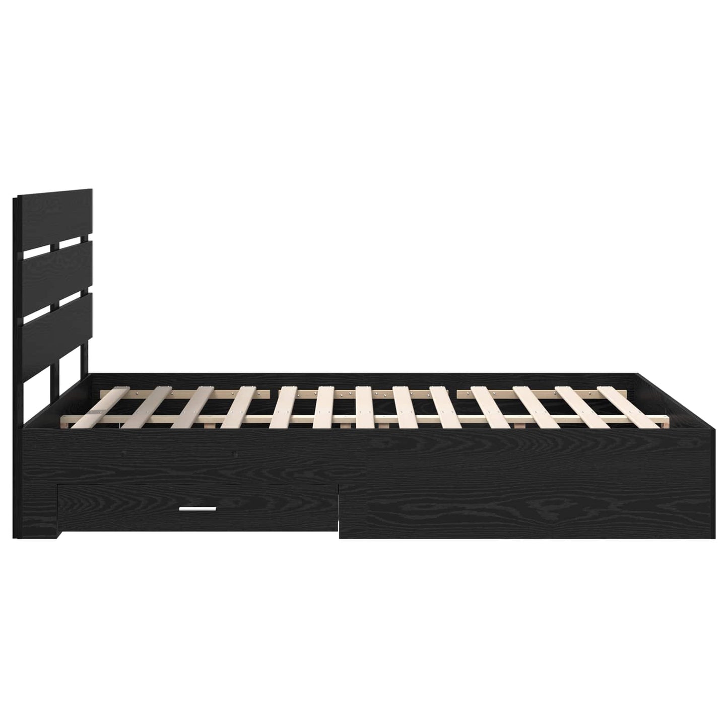 Bedframe met lade Zwart Eiken 160 x 200 cm Bewerkt hout is nu te koop bij PeponiXL, paradijselijk wonen!