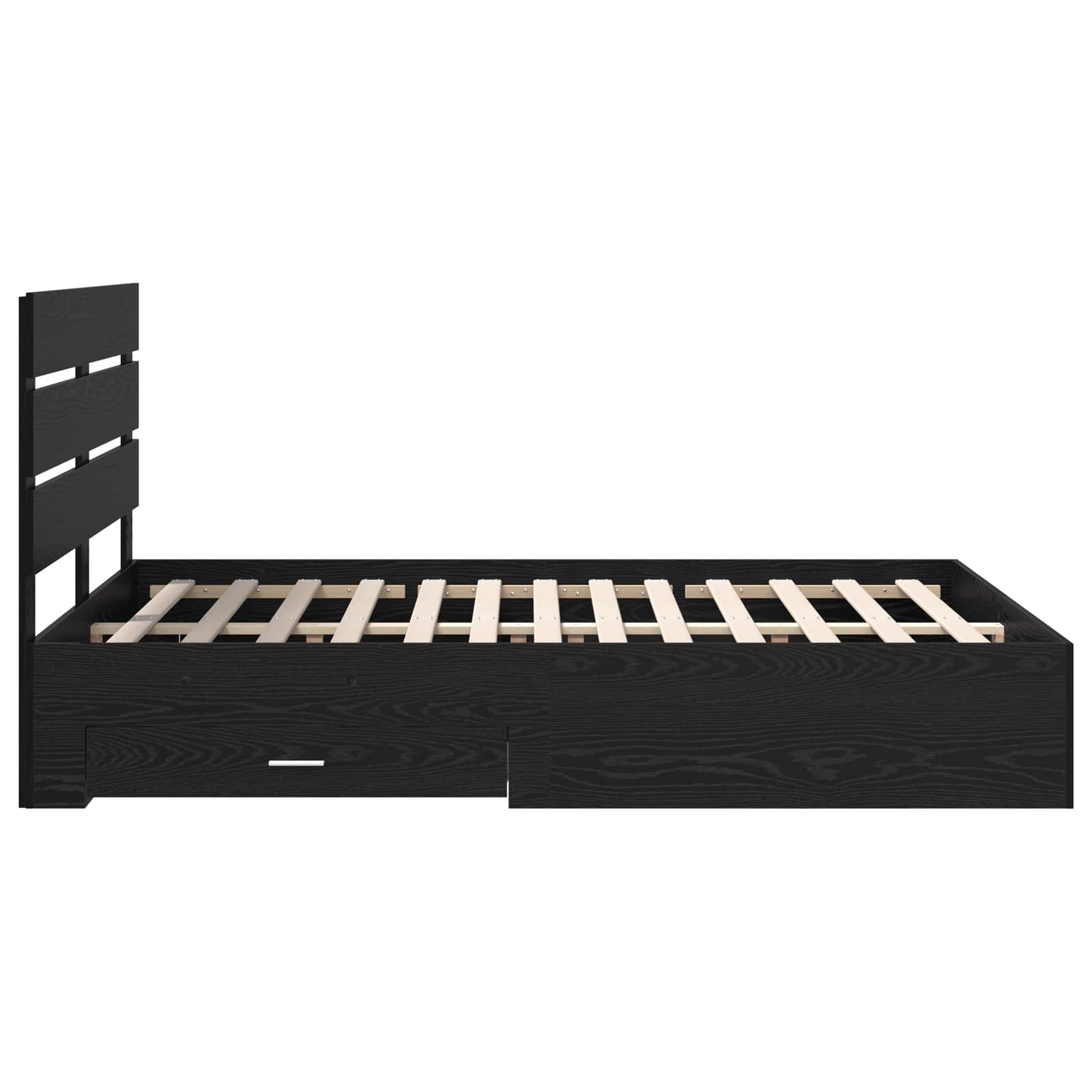 Bedframe met lade Zwart Eiken 160 x 200 cm Bewerkt hout is nu te koop bij PeponiXL, paradijselijk wonen!