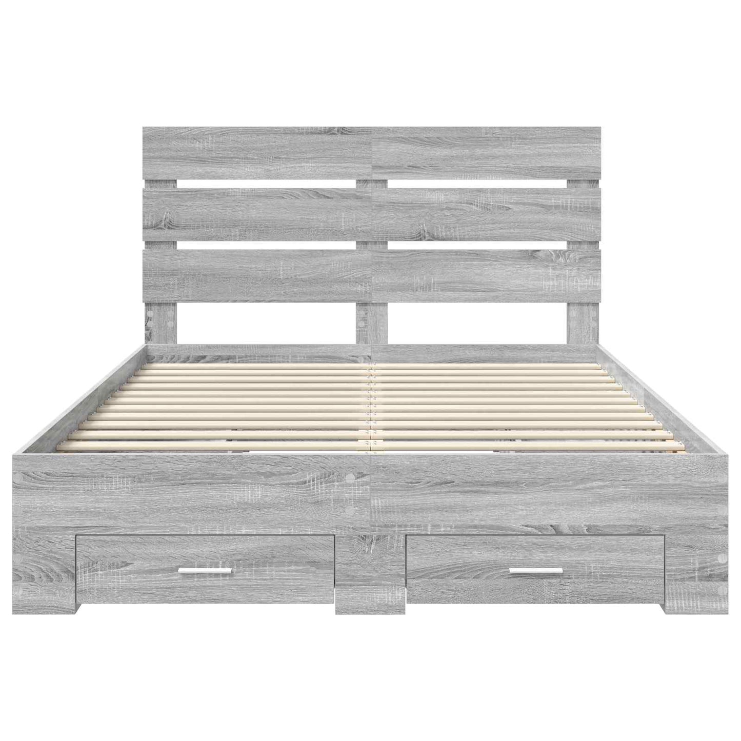 Bedframe met lade Grijs Sonoma 160 x 200 cm Bewerkt hout is nu te koop bij PeponiXL, paradijselijk wonen!
