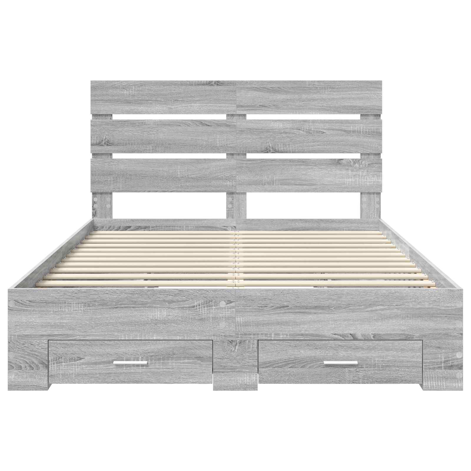 Bedframe met lade Grijs Sonoma 160 x 200 cm Bewerkt hout is nu te koop bij PeponiXL, paradijselijk wonen!