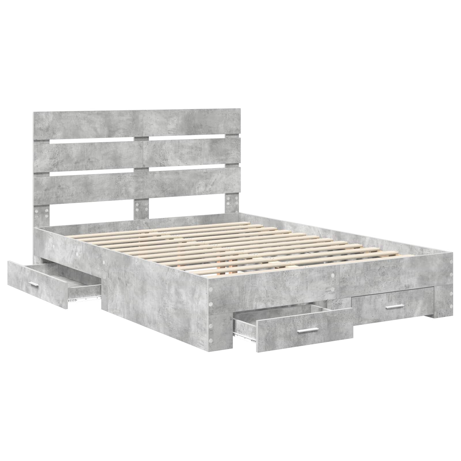 Bedframe met lade Beton Grijs 150 x 200 cm Bewerkt hout is nu te koop bij PeponiXL, paradijselijk wonen!