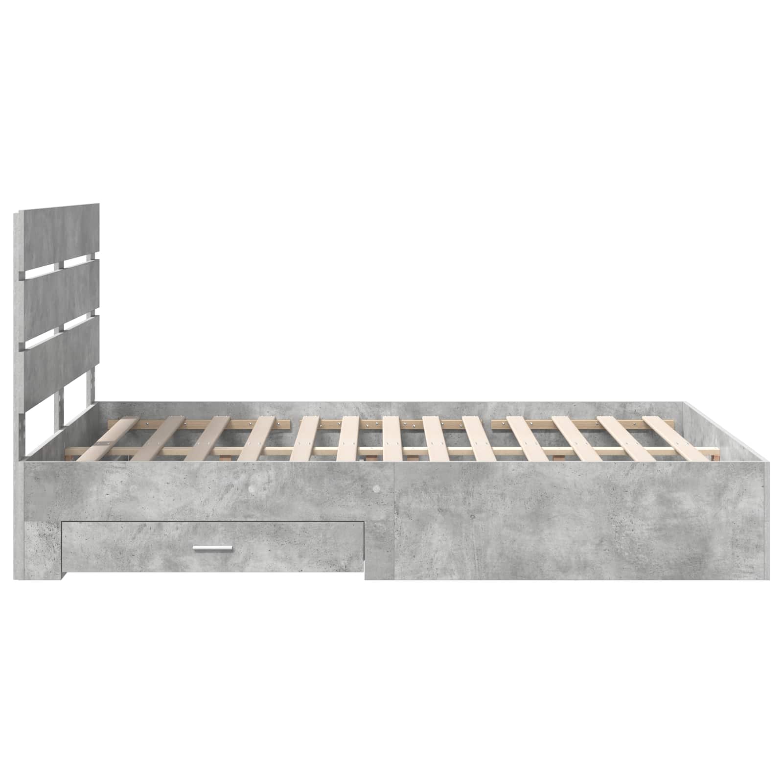 Bedframe met lade Beton Grijs 150 x 200 cm Bewerkt hout is nu te koop bij PeponiXL, paradijselijk wonen!