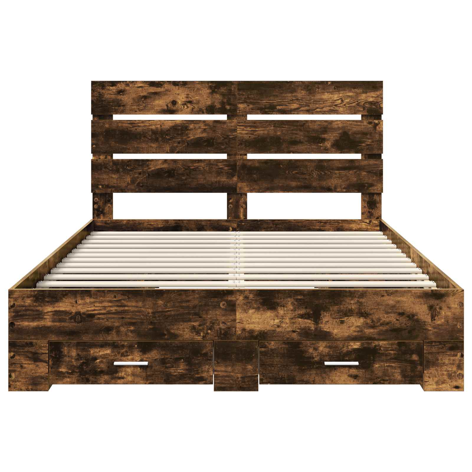 Bedframe met lade Gerookt eiken 150 x 200 cm Bewerkt hout is nu te koop bij PeponiXL, paradijselijk wonen!