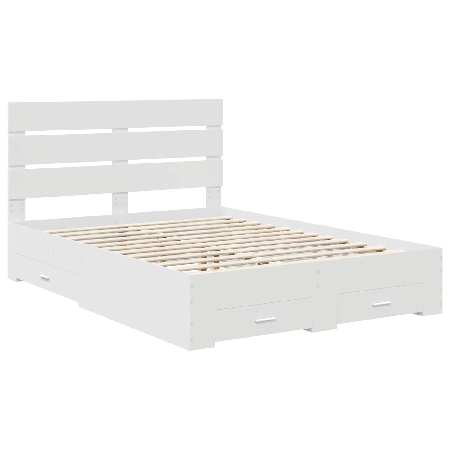 Bedframe met lade met hoofdeinde Wit 140 x 200 cm Bewerkt hout is nu te koop bij PeponiXL, paradijselijk wonen!