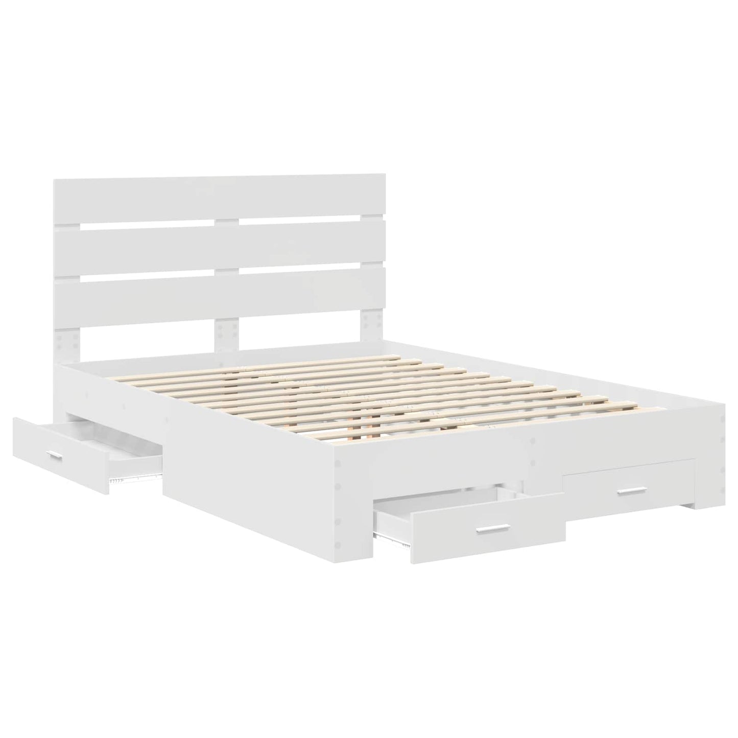 Bedframe met lade met hoofdeinde Wit 140 x 200 cm Bewerkt hout is nu te koop bij PeponiXL, paradijselijk wonen!