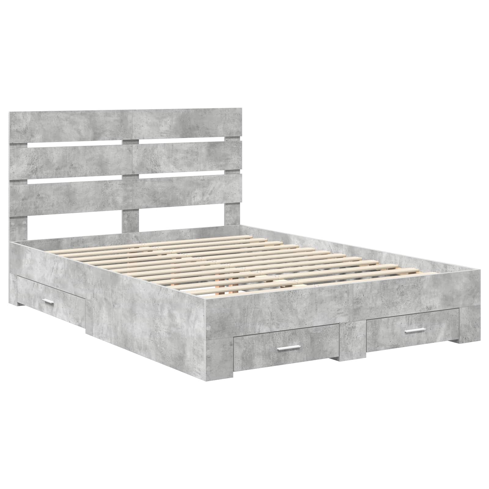 Bedframe met lade Beton Grijs 140 x 200 cm Bewerkt hout is nu te koop bij PeponiXL, paradijselijk wonen!