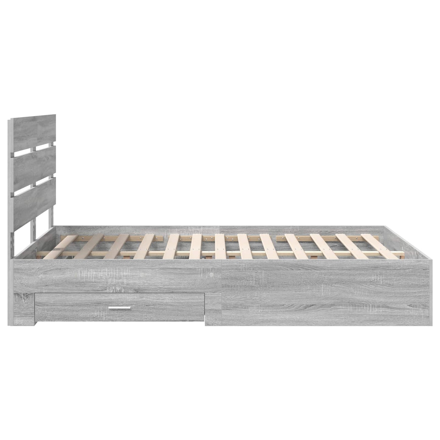 Bedframe met lade Grijs Sonoma 140 x 200 cm Bewerkt hout is nu te koop bij PeponiXL, paradijselijk wonen!