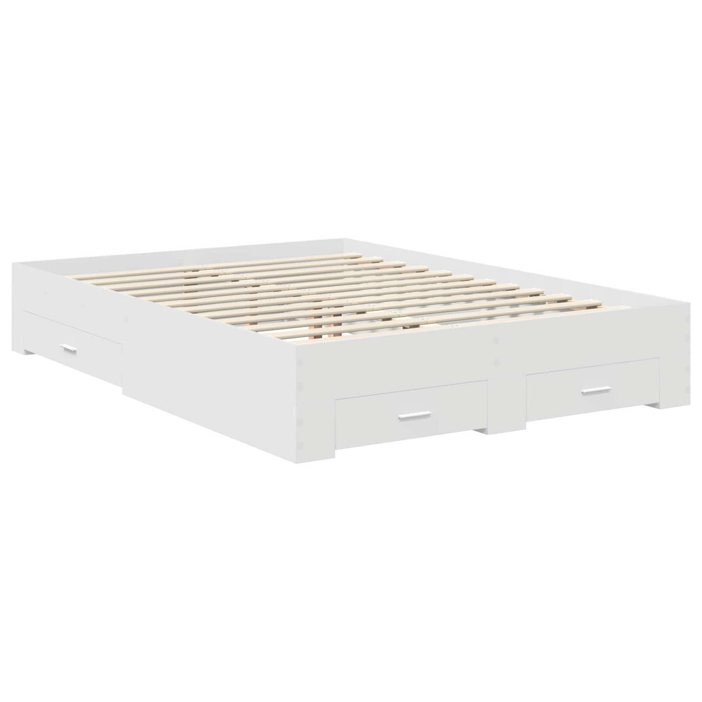 Bedframe met lade met hoofdeinde Wit 140 x 190 cm Bewerkt hout is nu te koop bij PeponiXL, paradijselijk wonen!