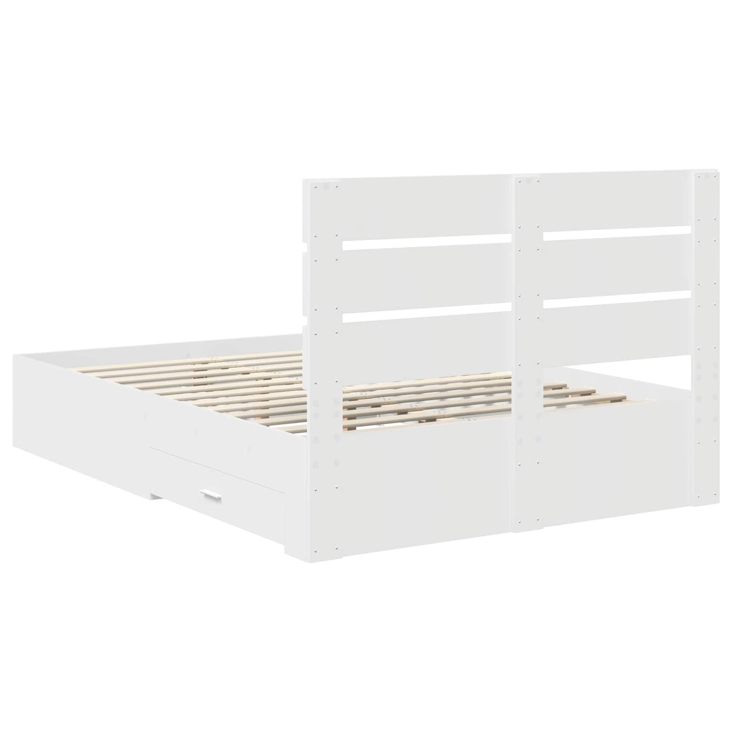 Bedframe met lade met hoofdeinde Wit 140 x 190 cm Bewerkt hout is nu te koop bij PeponiXL, paradijselijk wonen!