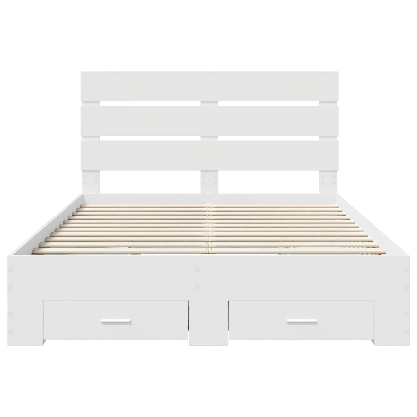 Bedframe met lade met hoofdeinde Wit 140 x 190 cm Bewerkt hout is nu te koop bij PeponiXL, paradijselijk wonen!