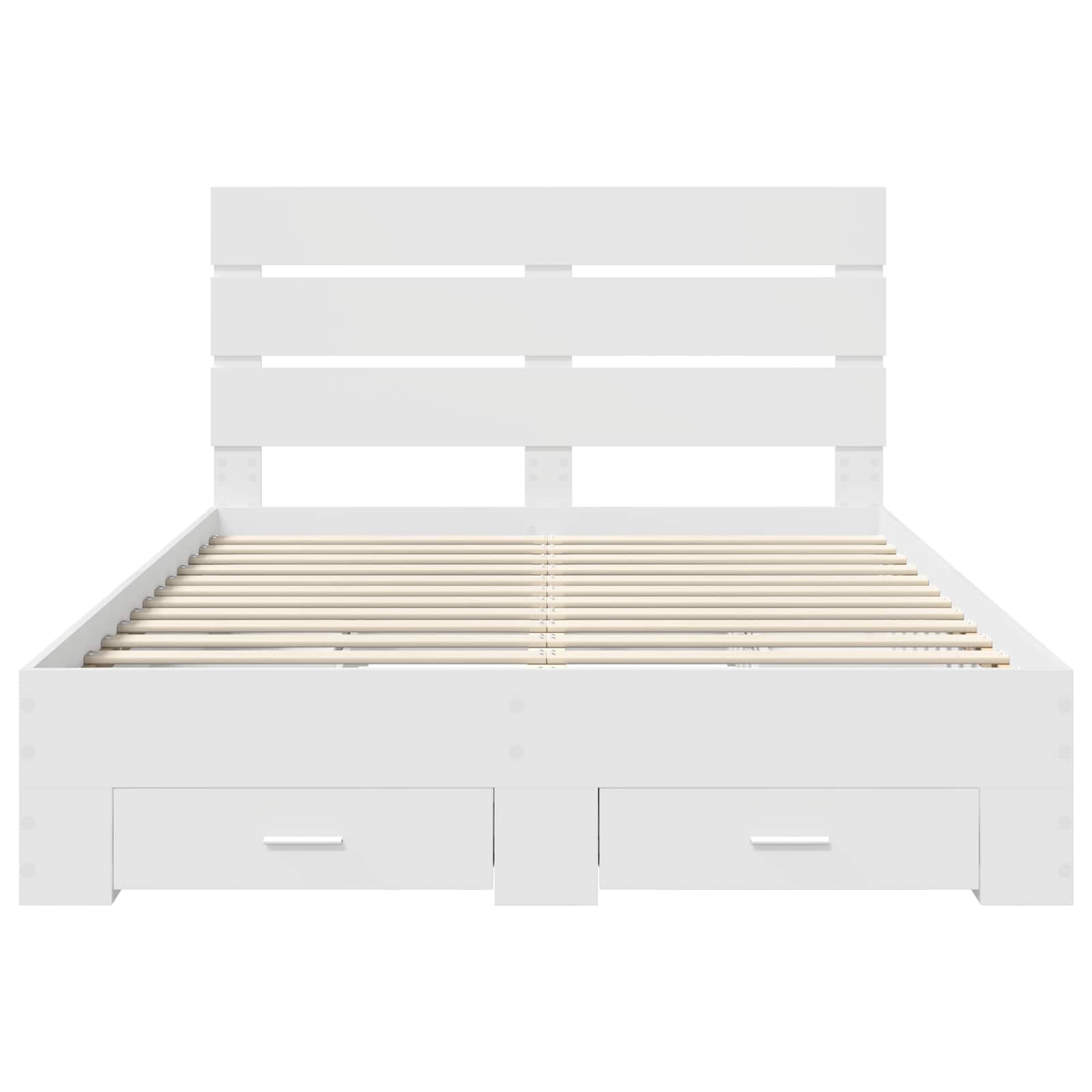 Bedframe met lade met hoofdeinde Wit 140 x 190 cm Bewerkt hout is nu te koop bij PeponiXL, paradijselijk wonen!