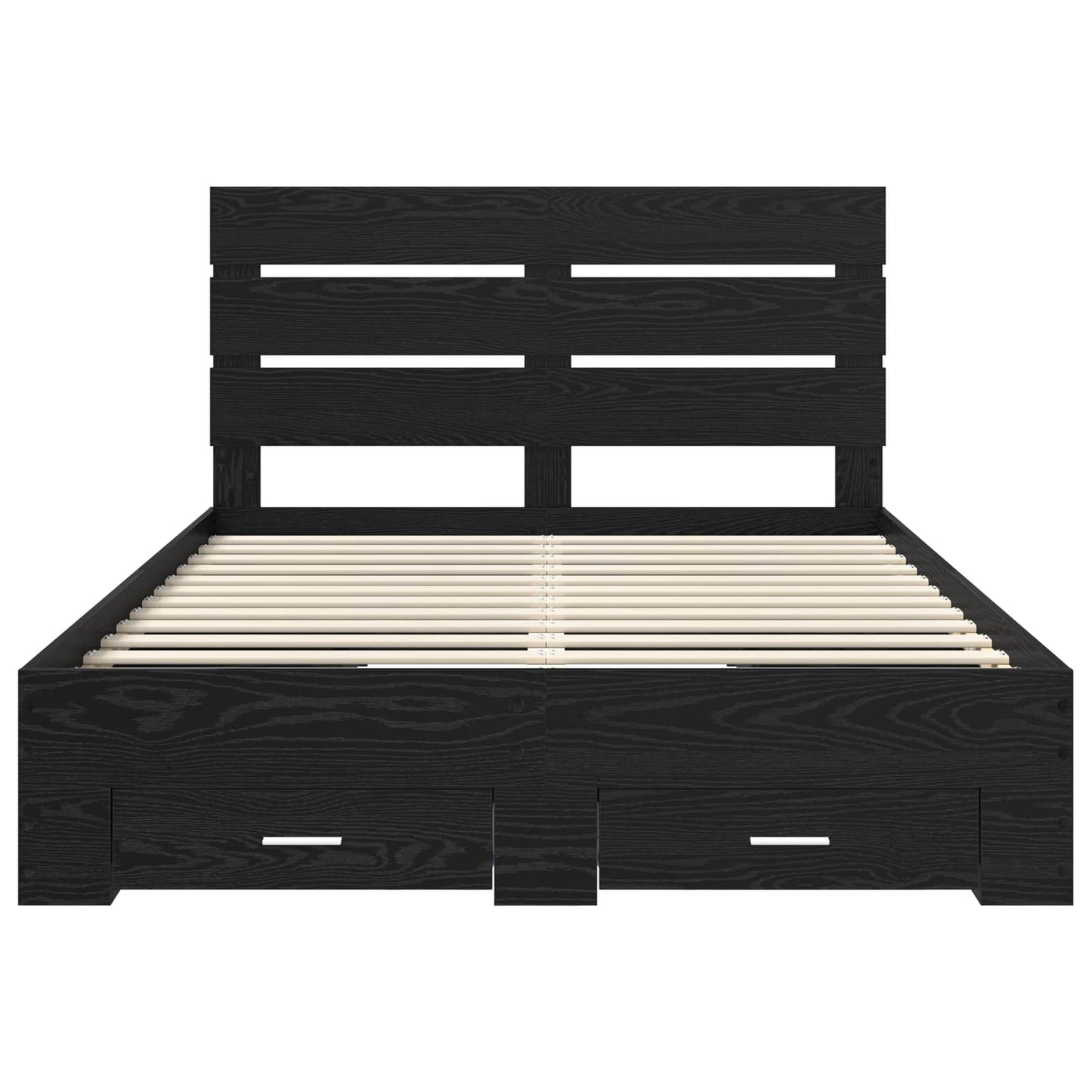 Bedframe met lade Zwart Eiken 140 x 190 cm Bewerkt hout is nu te koop bij PeponiXL, paradijselijk wonen!