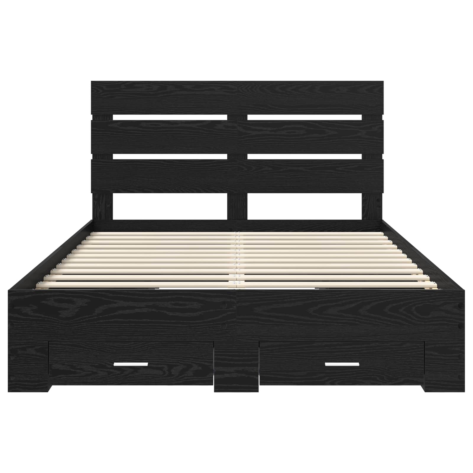 Bedframe met lade Zwart Eiken 140 x 190 cm Bewerkt hout is nu te koop bij PeponiXL, paradijselijk wonen!