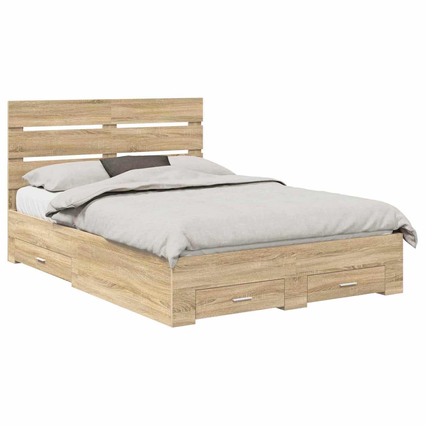 Bedframe met lade Sonoma Eiken 140 x 190 cm Bewerkt hout is nu te koop bij PeponiXL, paradijselijk wonen!