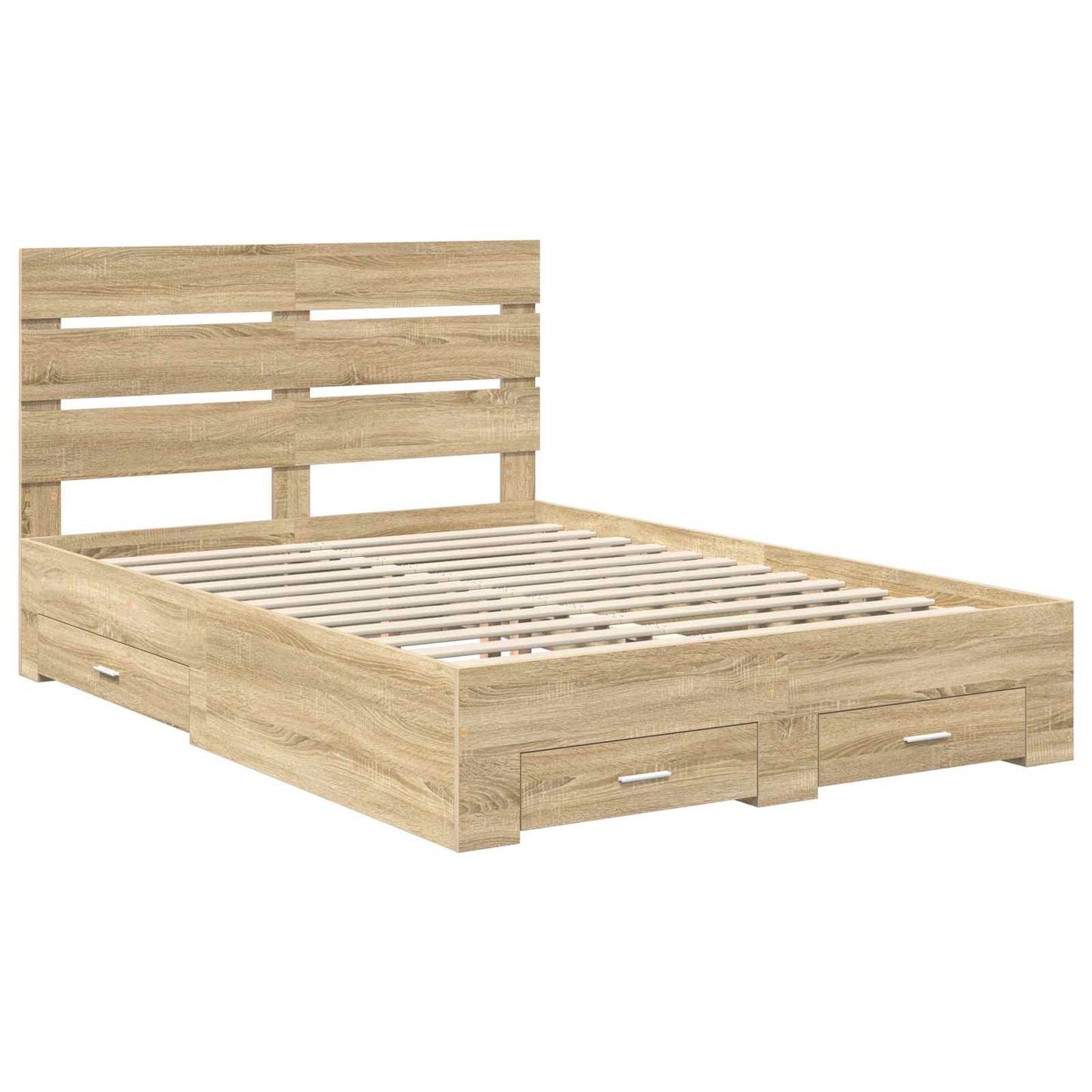 Bedframe met lade Sonoma Eiken 140 x 190 cm Bewerkt hout is nu te koop bij PeponiXL, paradijselijk wonen!