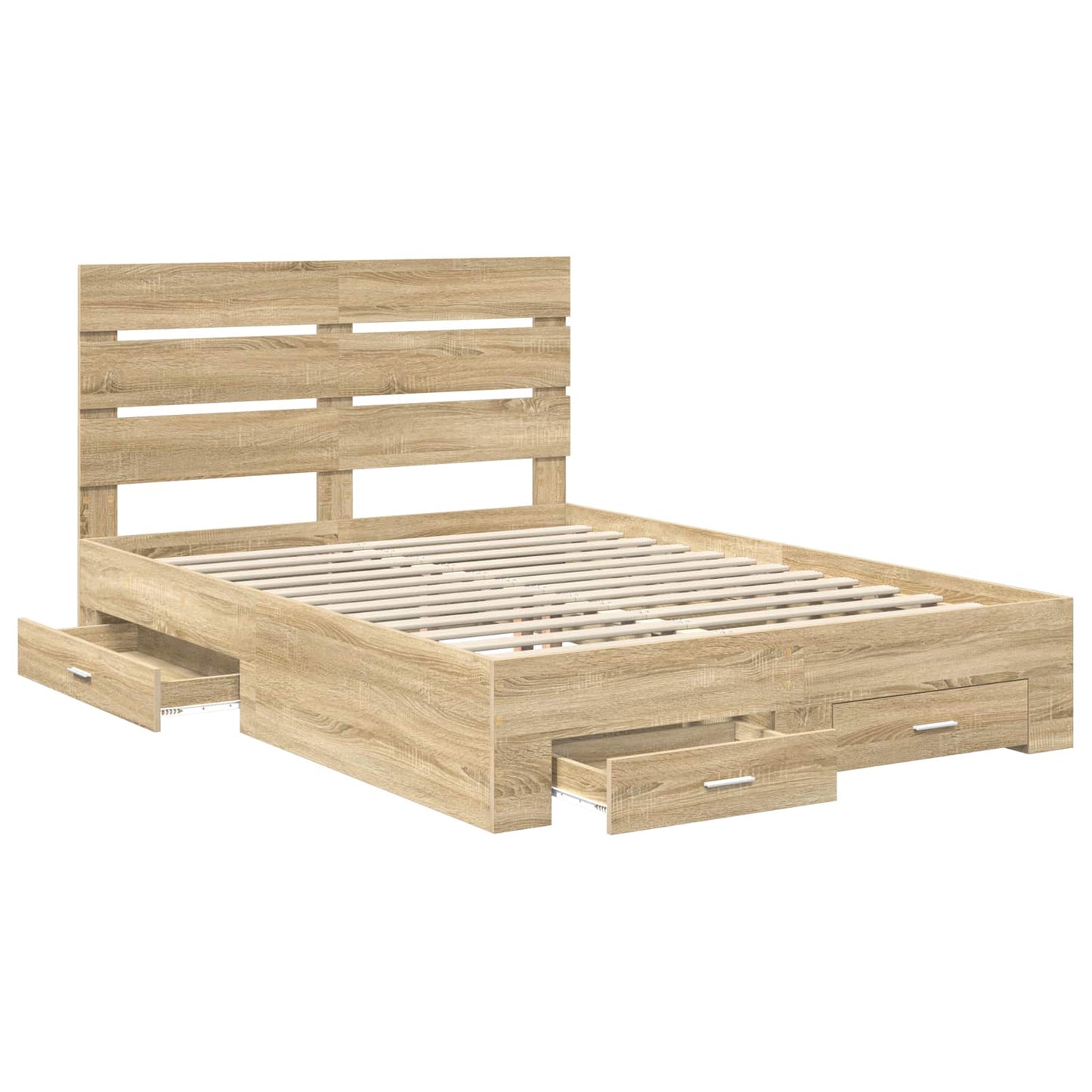 Bedframe met lade Sonoma Eiken 140 x 190 cm Bewerkt hout is nu te koop bij PeponiXL, paradijselijk wonen!