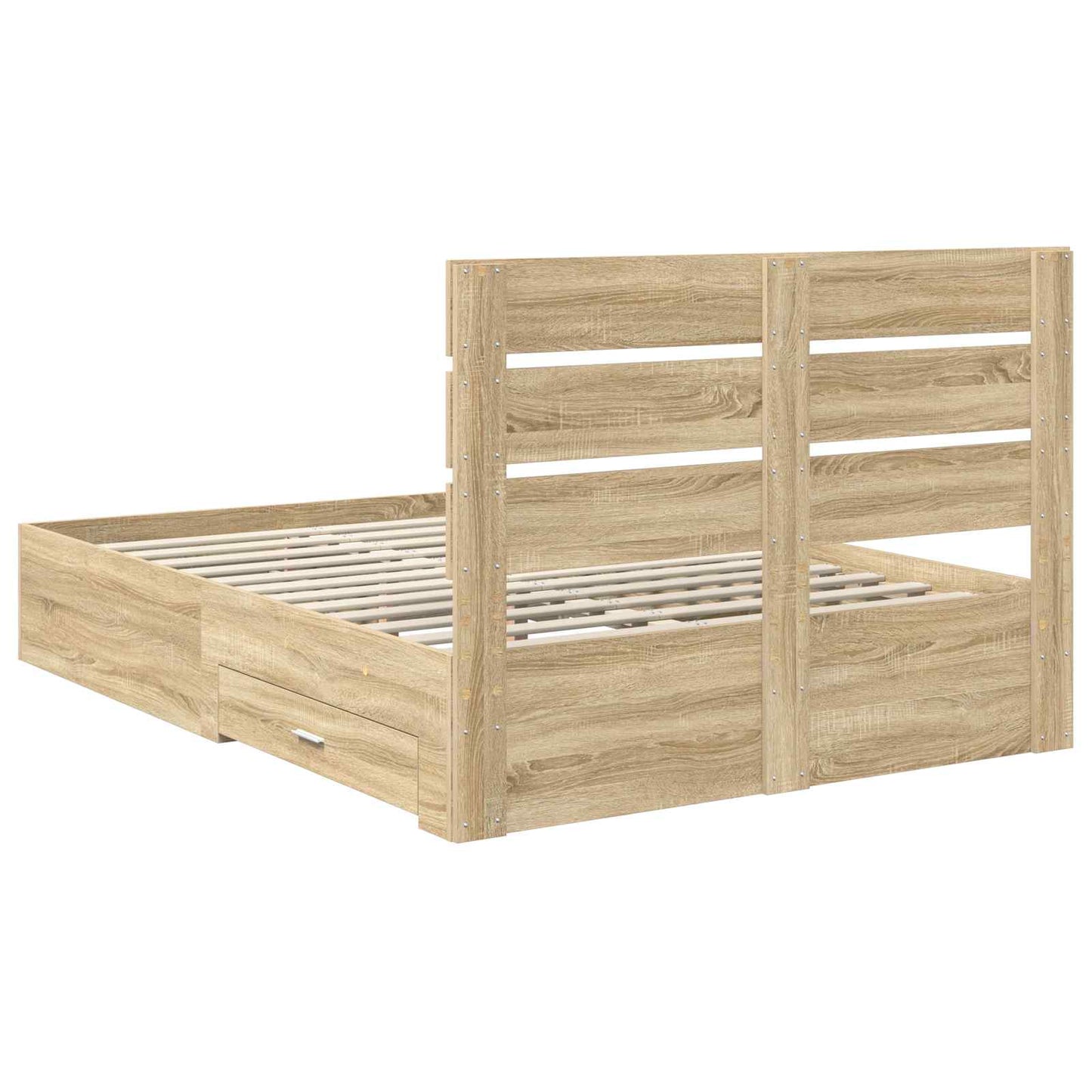 Bedframe met lade Sonoma Eiken 140 x 190 cm Bewerkt hout is nu te koop bij PeponiXL, paradijselijk wonen!