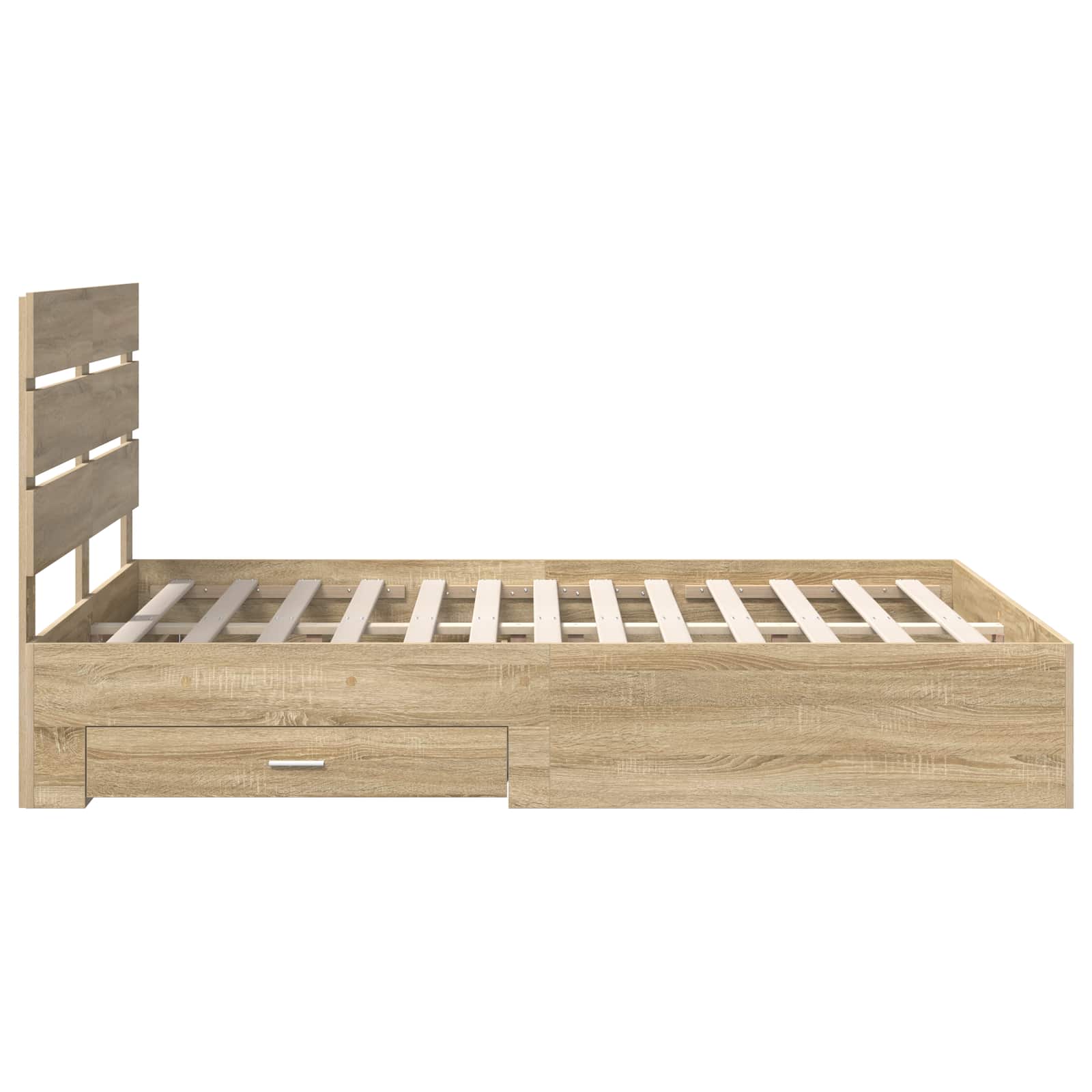 Bedframe met lade Sonoma Eiken 140 x 190 cm Bewerkt hout is nu te koop bij PeponiXL, paradijselijk wonen!